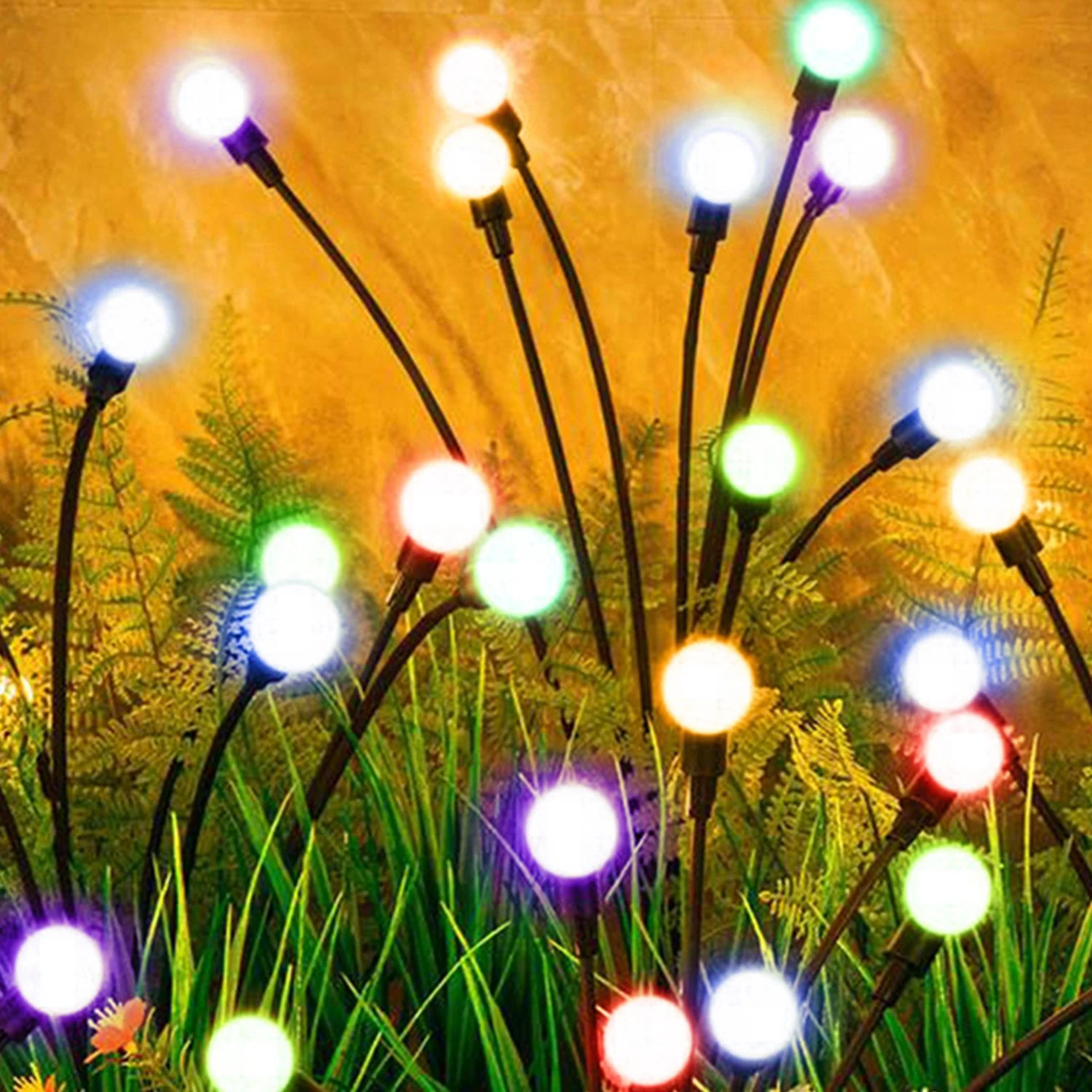 solar firefly garden spike lights waterproof outdoor lawn decor