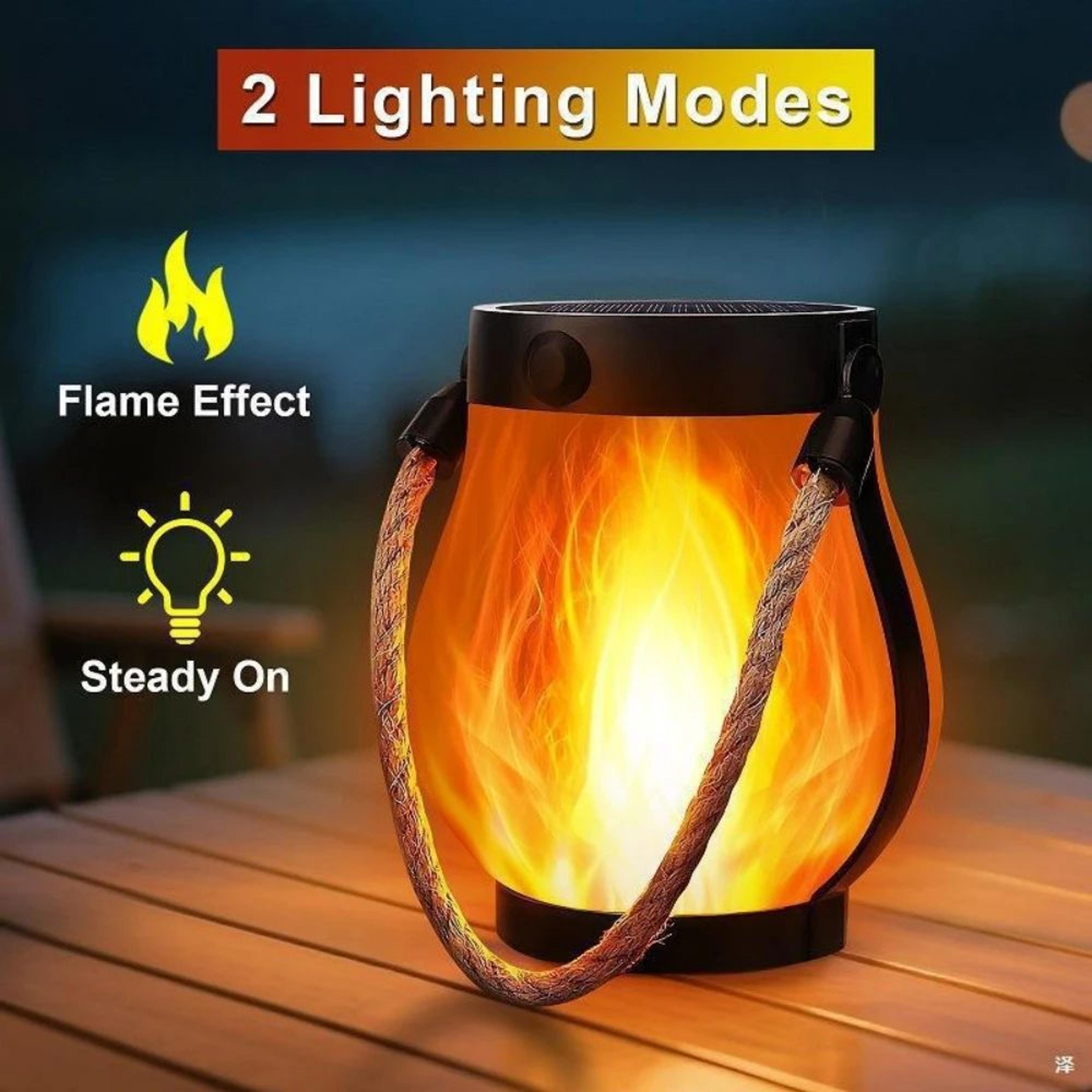 Solar Flickering Flame Hanging Lantern Outdoor Light 2