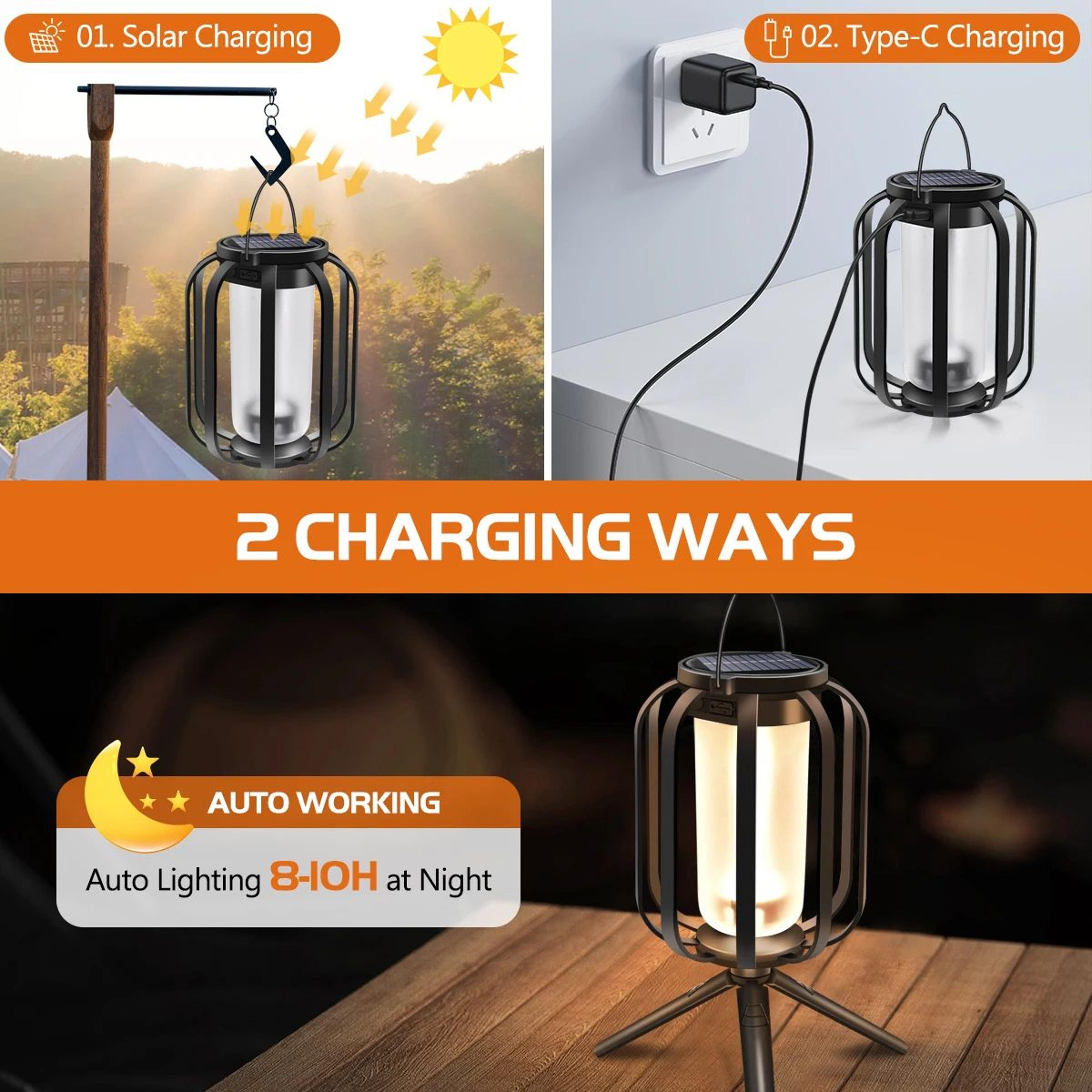 Solar Flame Hanging Lantern Outdoor Decorative Light 3