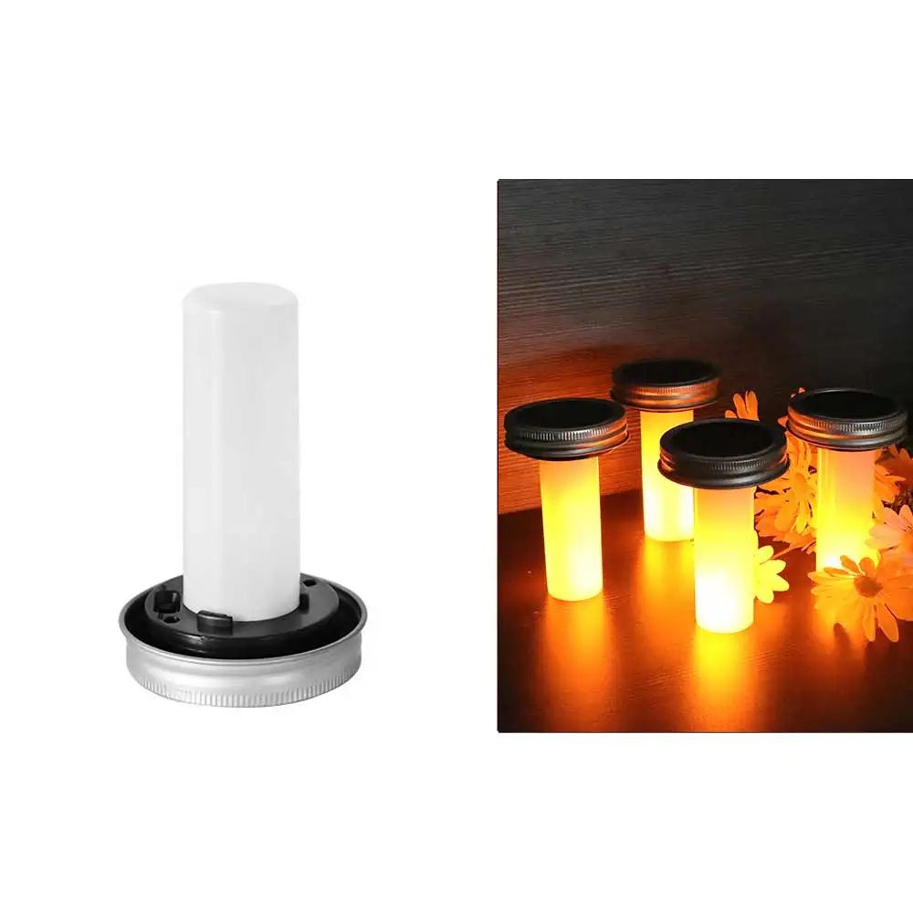 4 Piece Solar Mason Jar Flickering Flame Lantern Lights 6