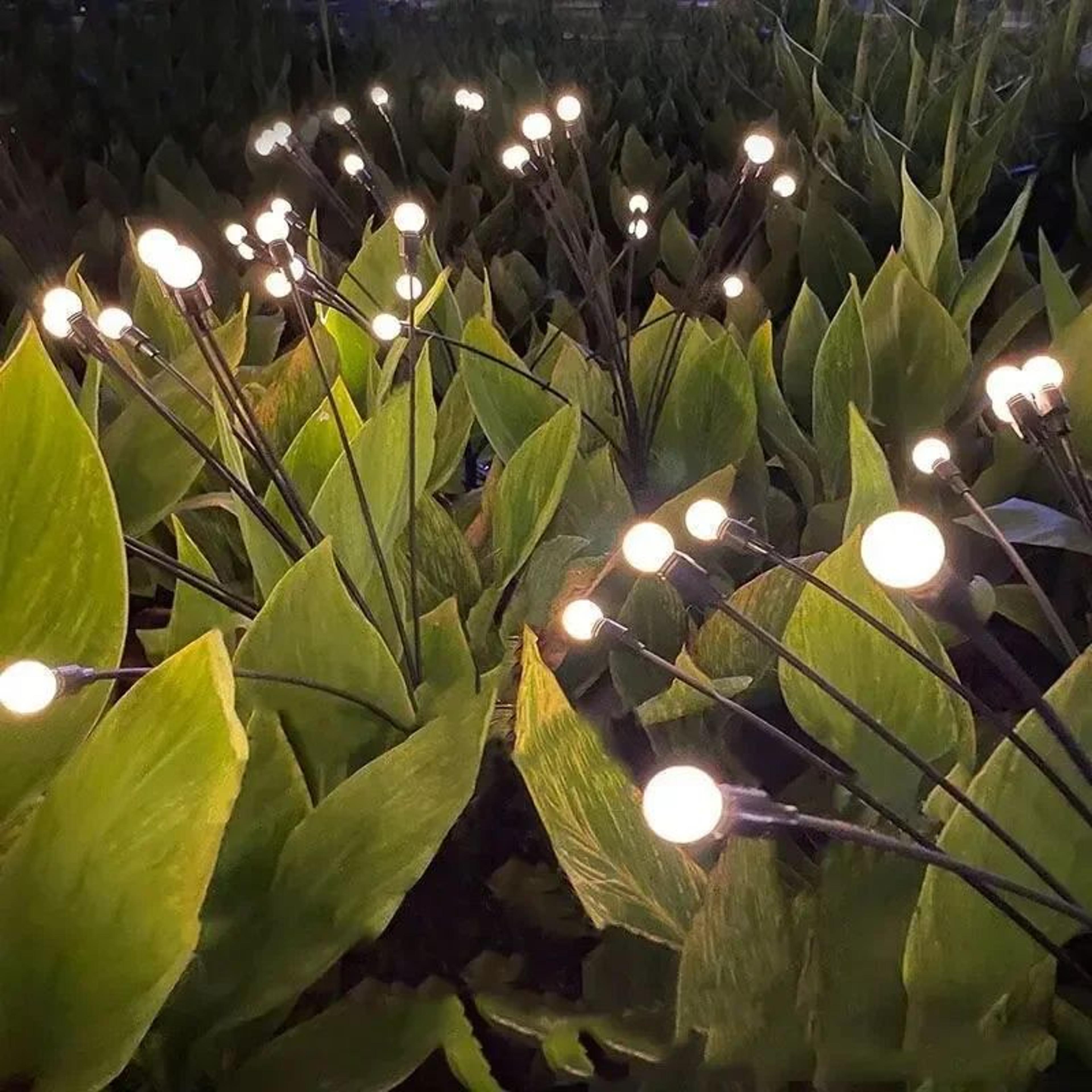 three head solar firefly garden lawn lights