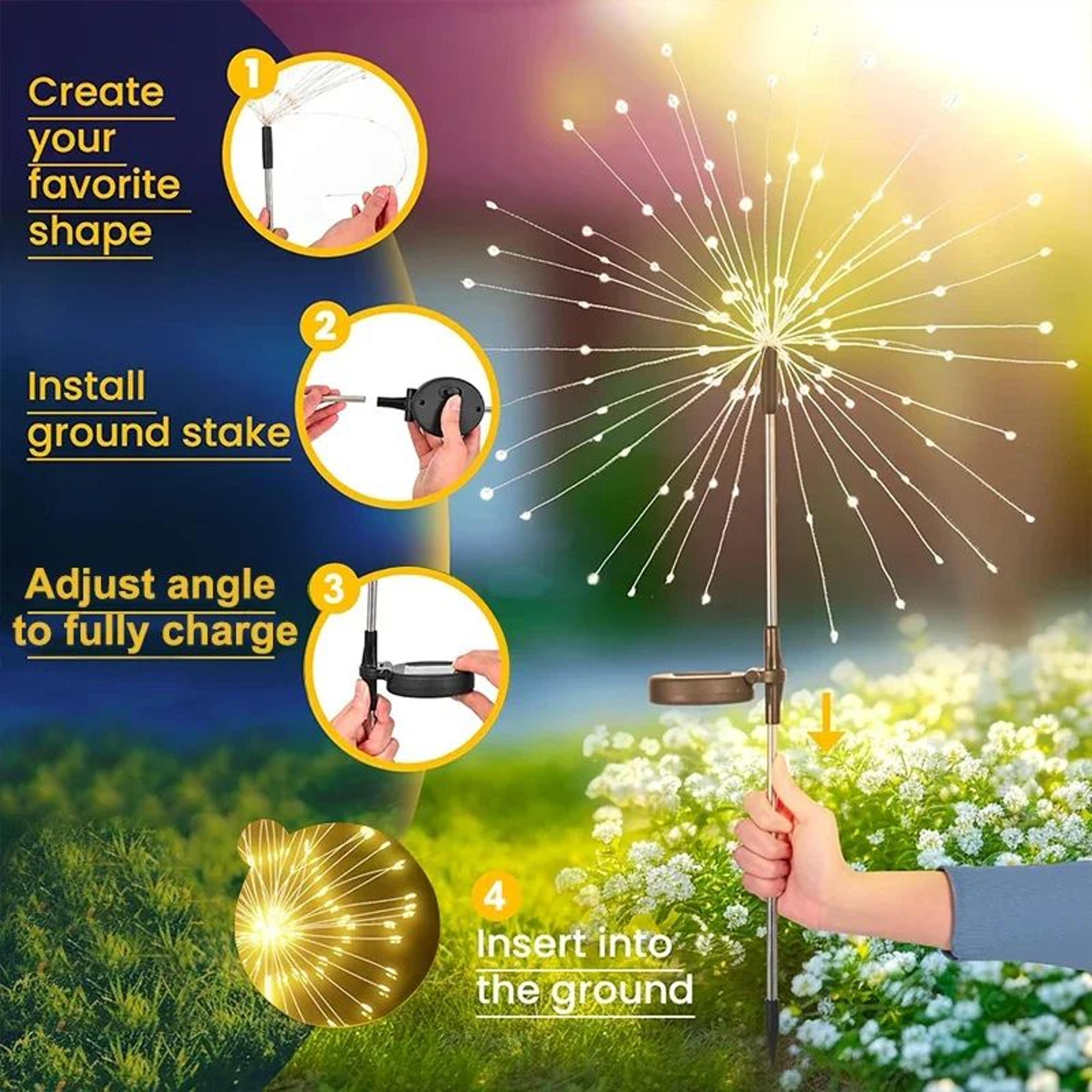 420 LED Solar Firework Dandelion Garden Lights 6
