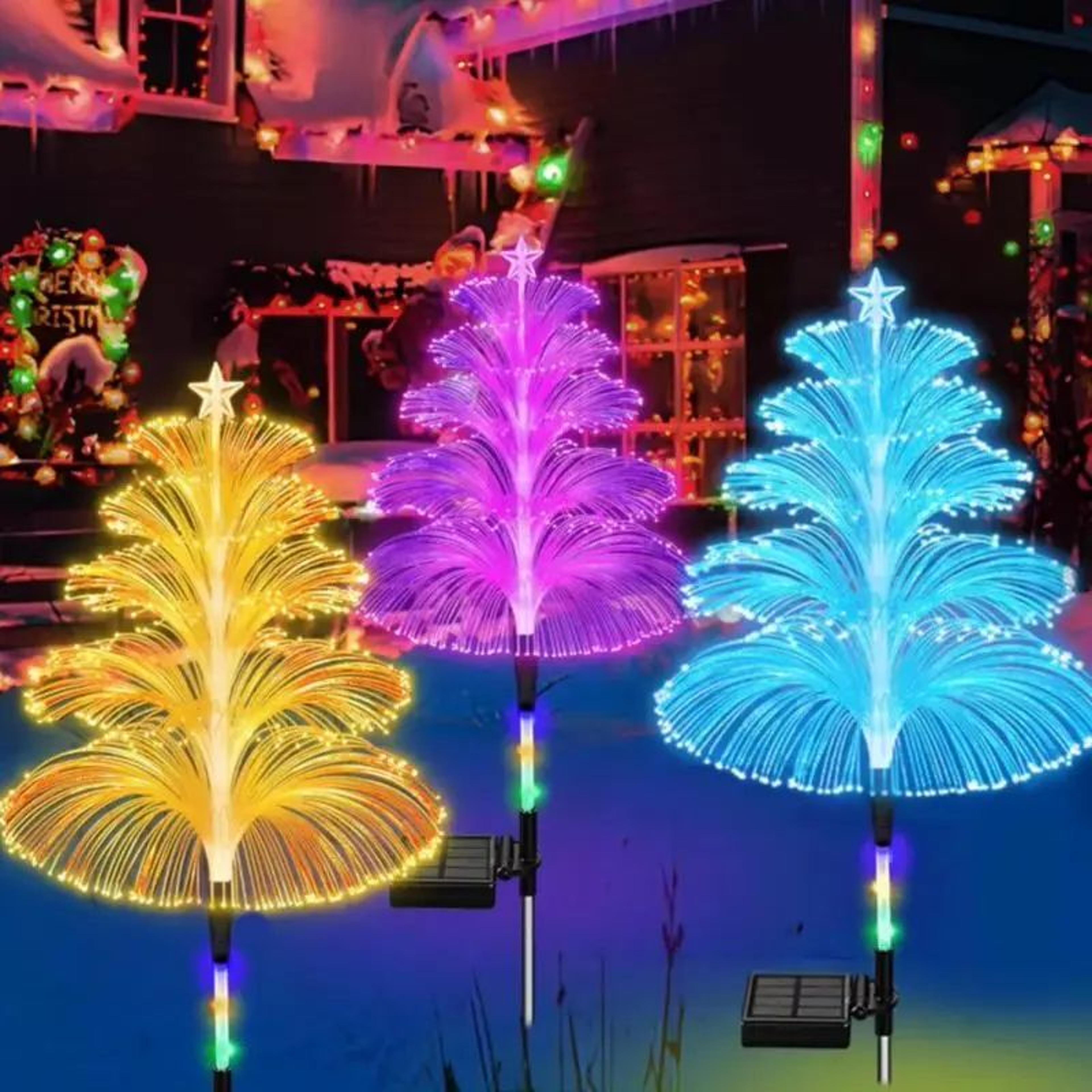 solar jellyfish fiber optic outdoor garden light