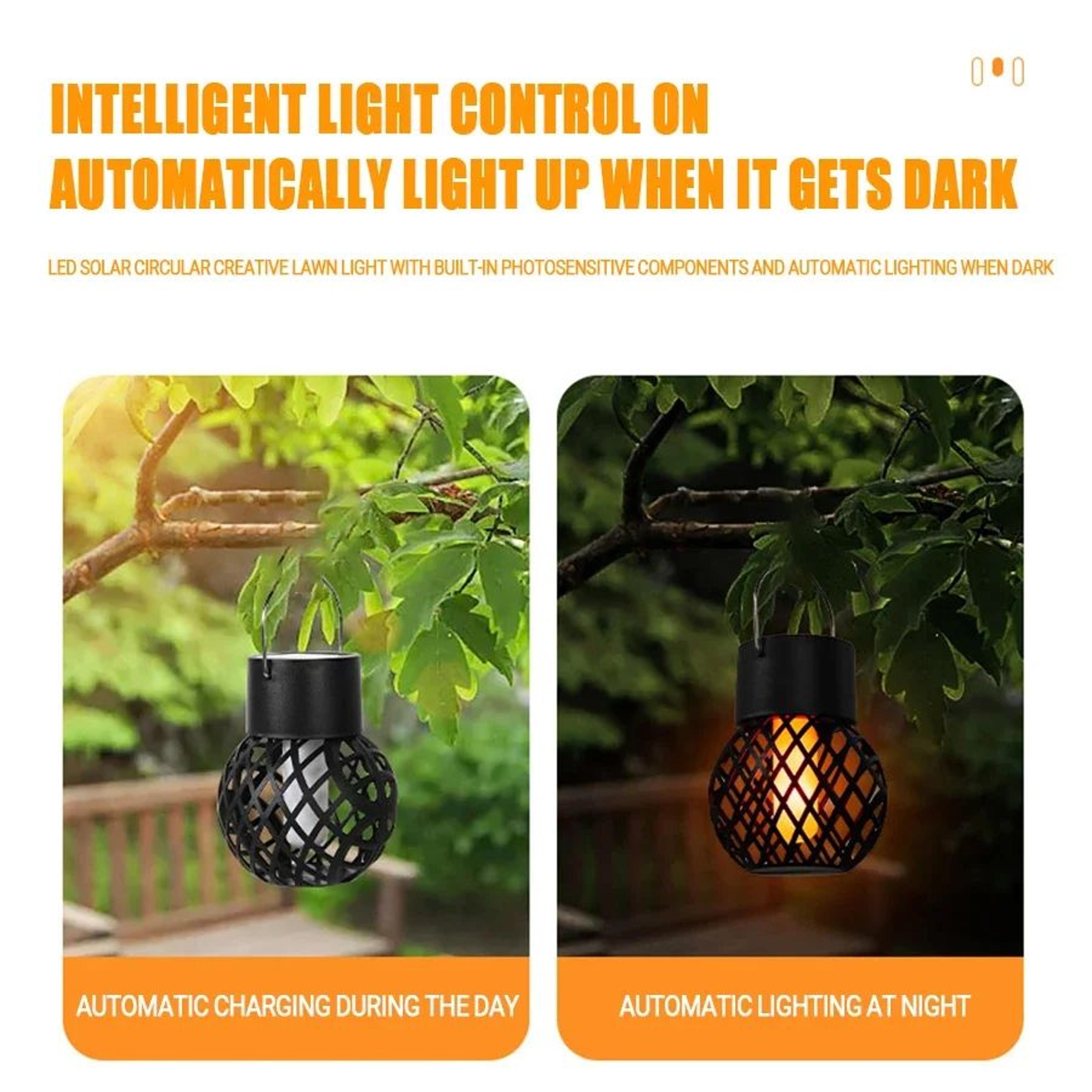 Solar Flame Effect LED Hanging Garden Lantern 1