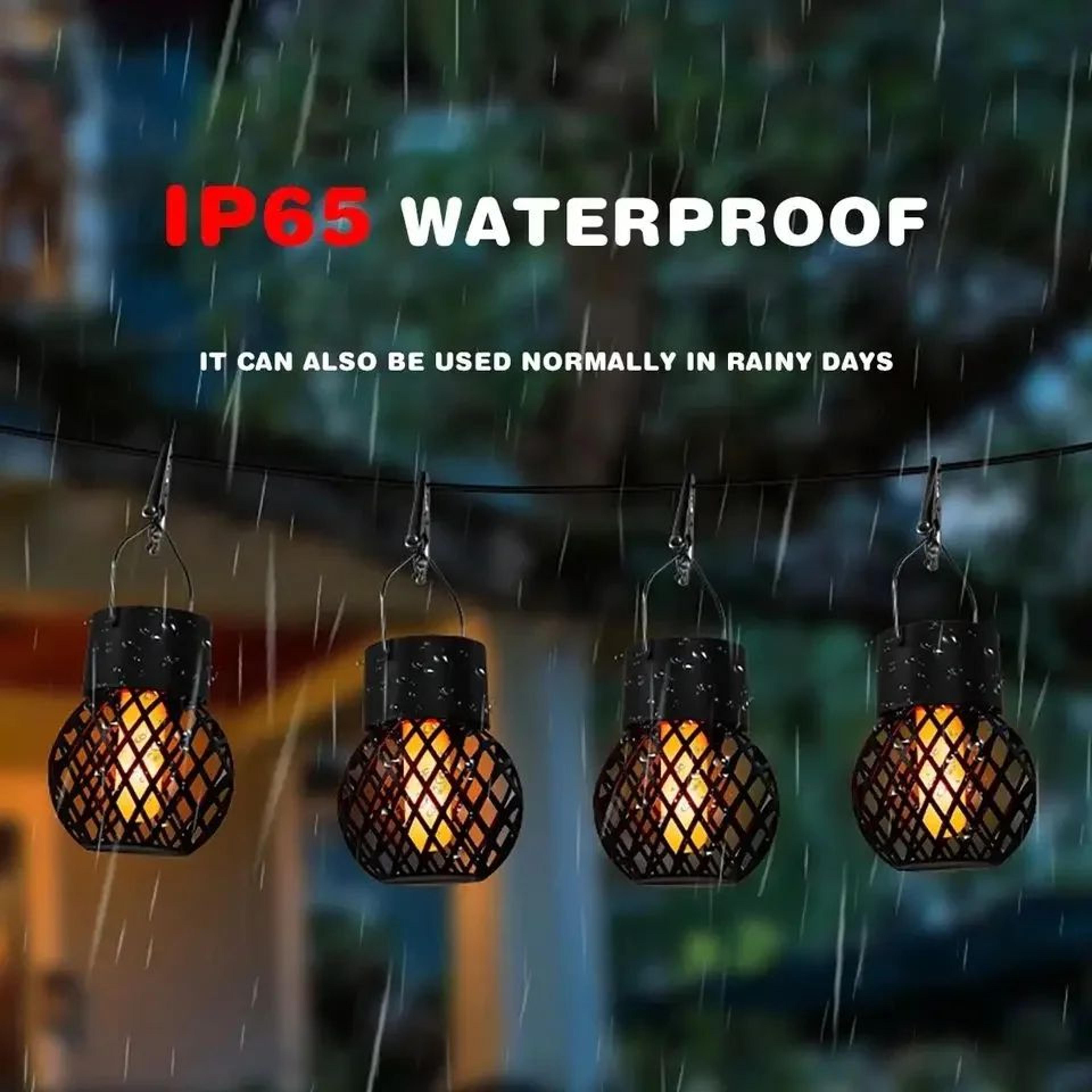 Solar Flame Effect LED Hanging Garden Lantern 5
