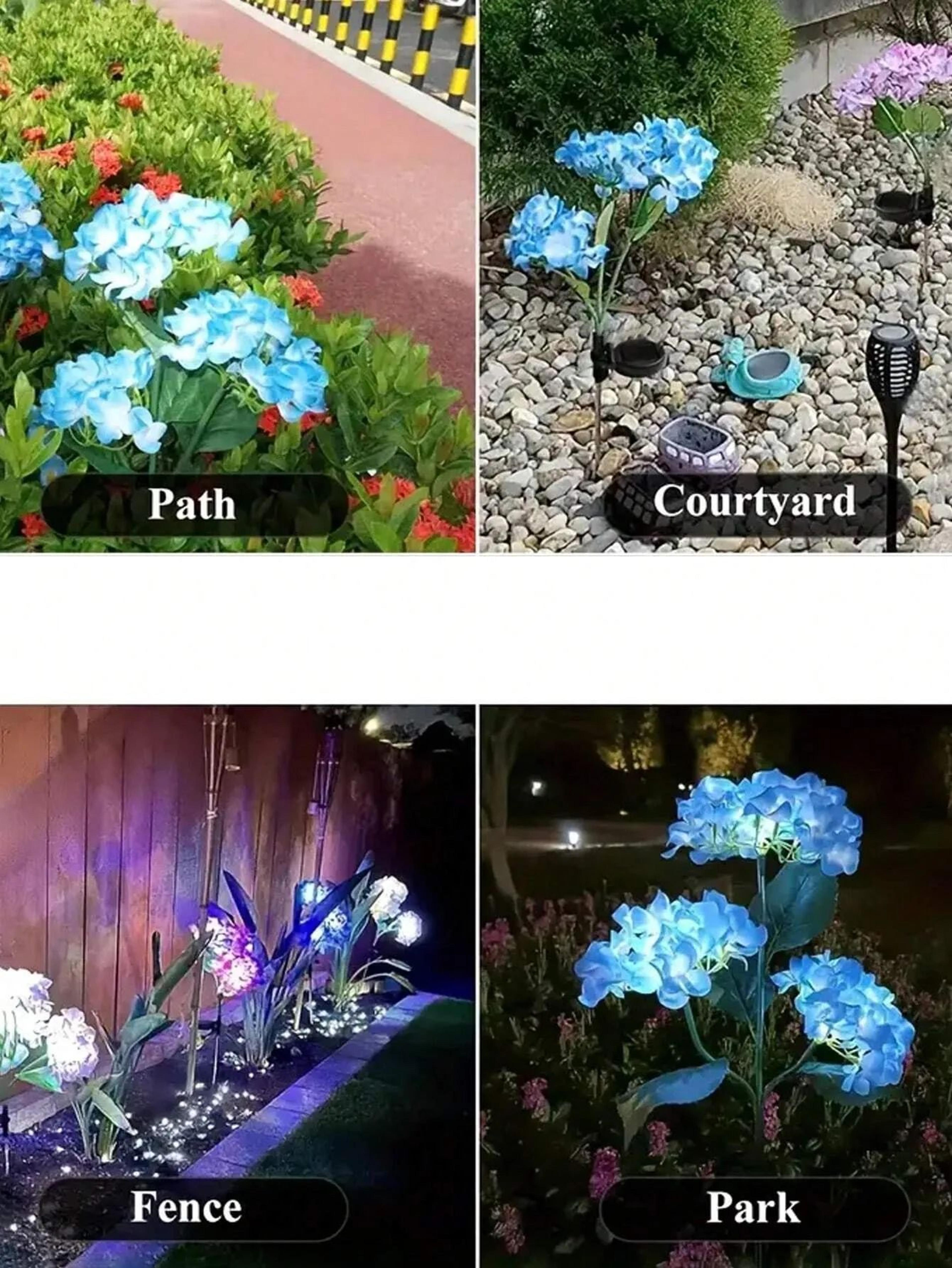 Solar Hydrangea Flower Garden Lights 3 Heads 3