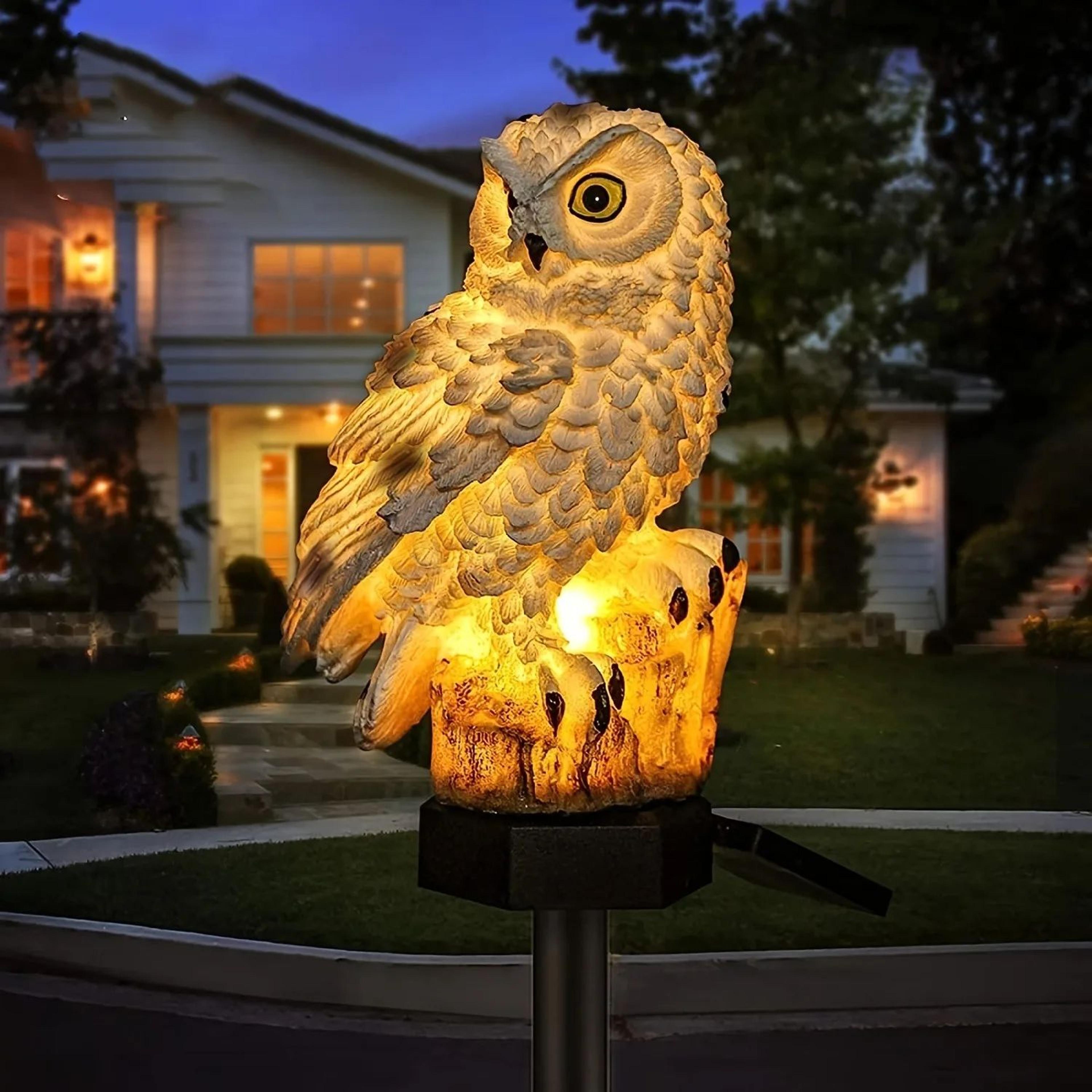solar led owl garden stake light