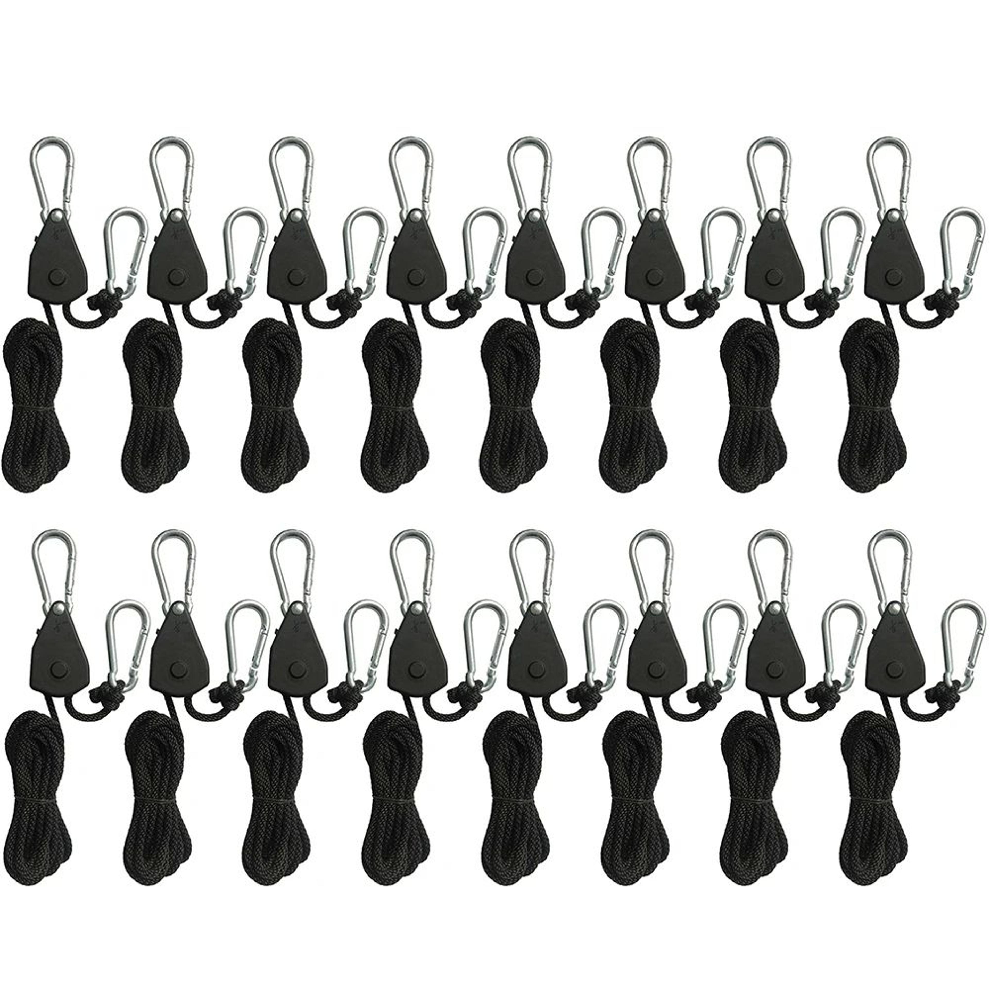 2m Camping Tent Rope Ratchet Tensioner With Pulley Hook 14