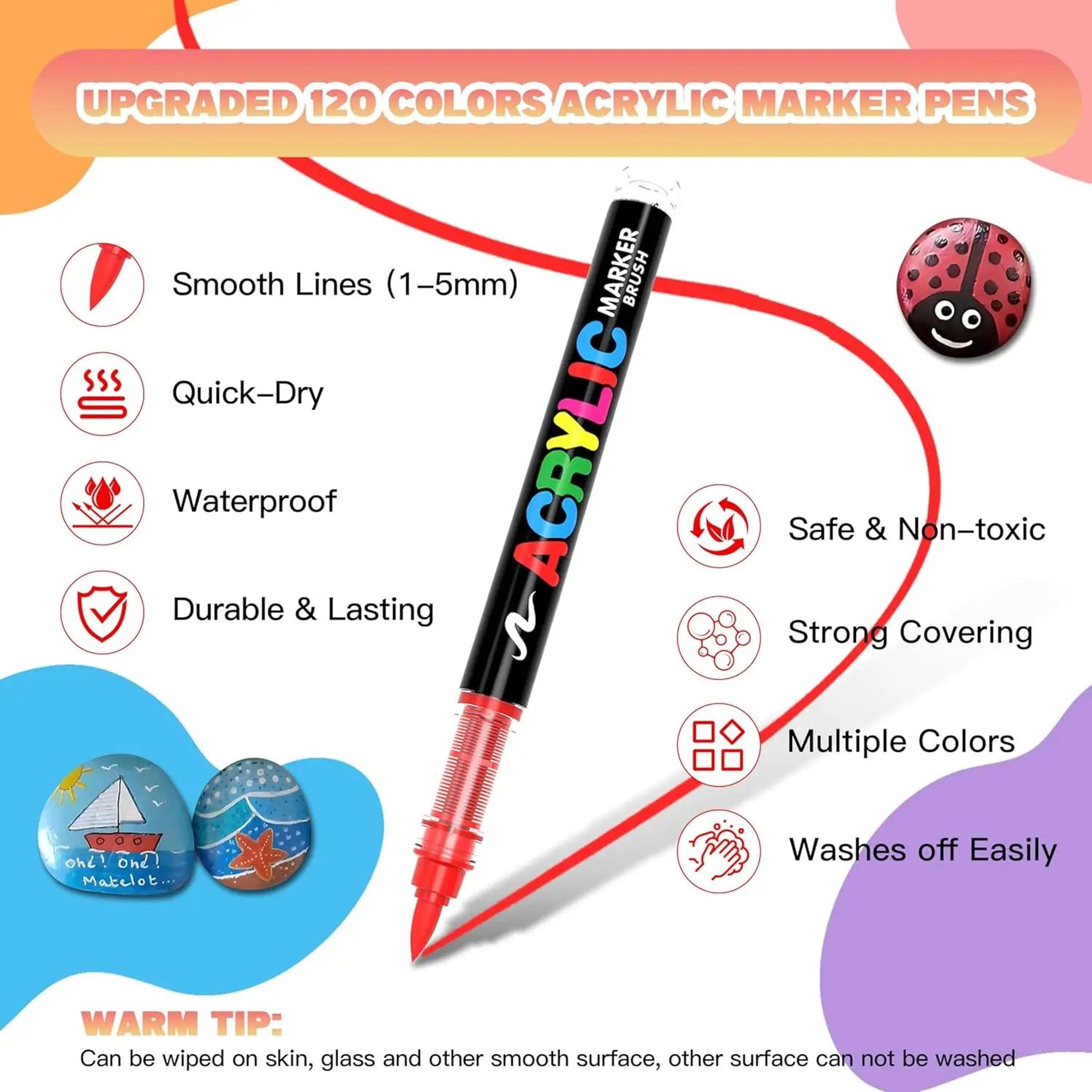 12 To 48 Colors Acrylic Paint Markers With Soft Brush Tips 3