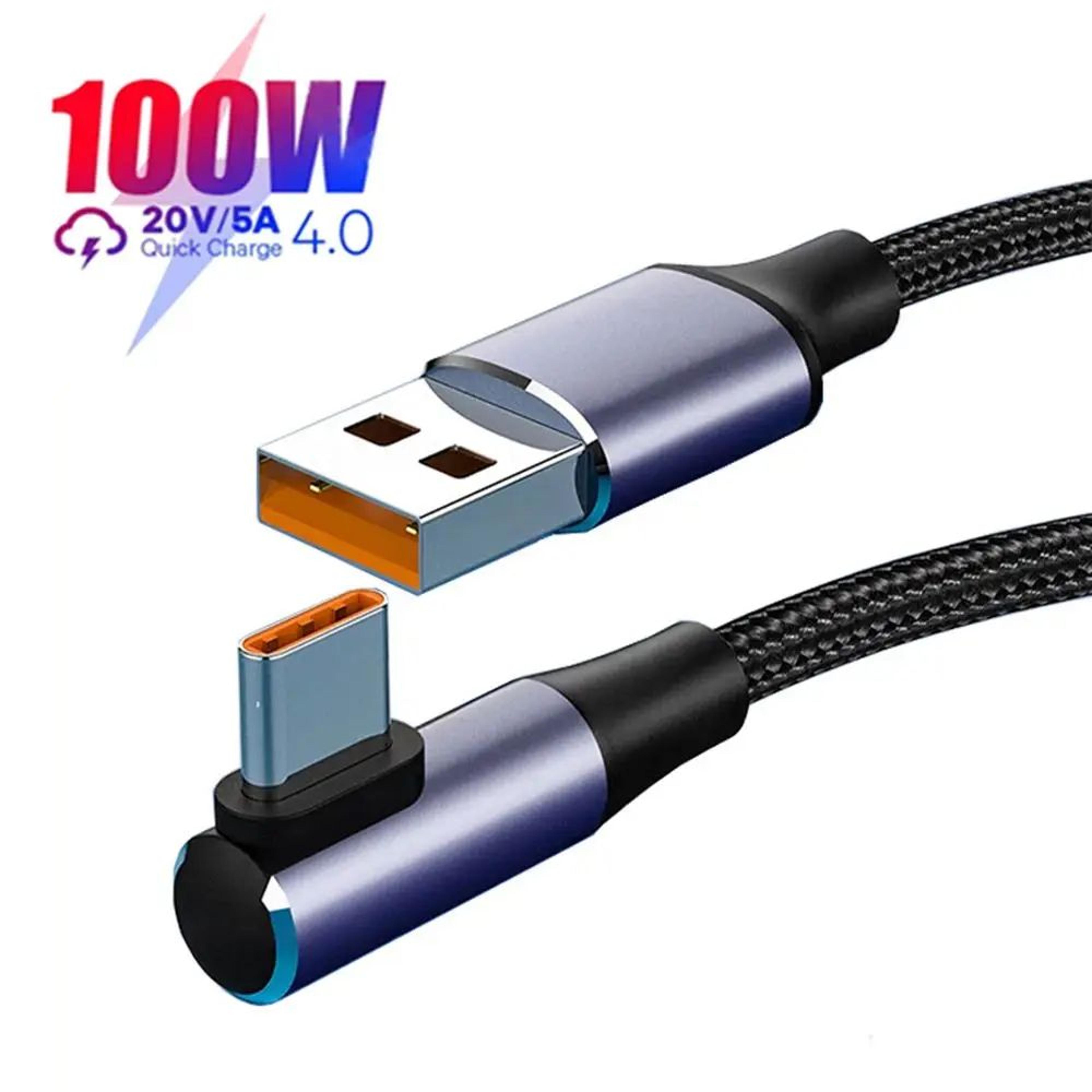 100W USB C Fast Charging Right Angle Data Cable 0
