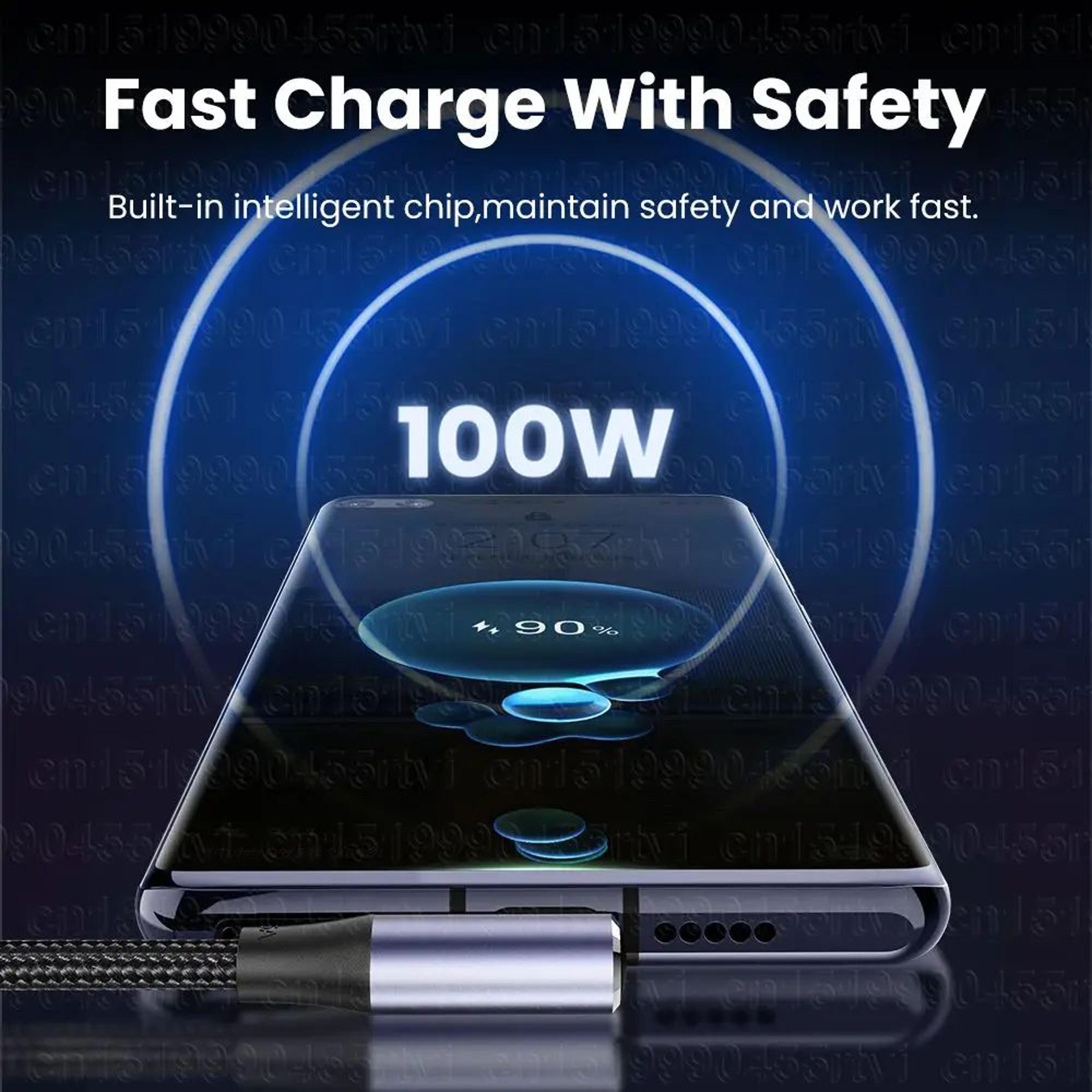100W USB C Fast Charging Right Angle Data Cable 7