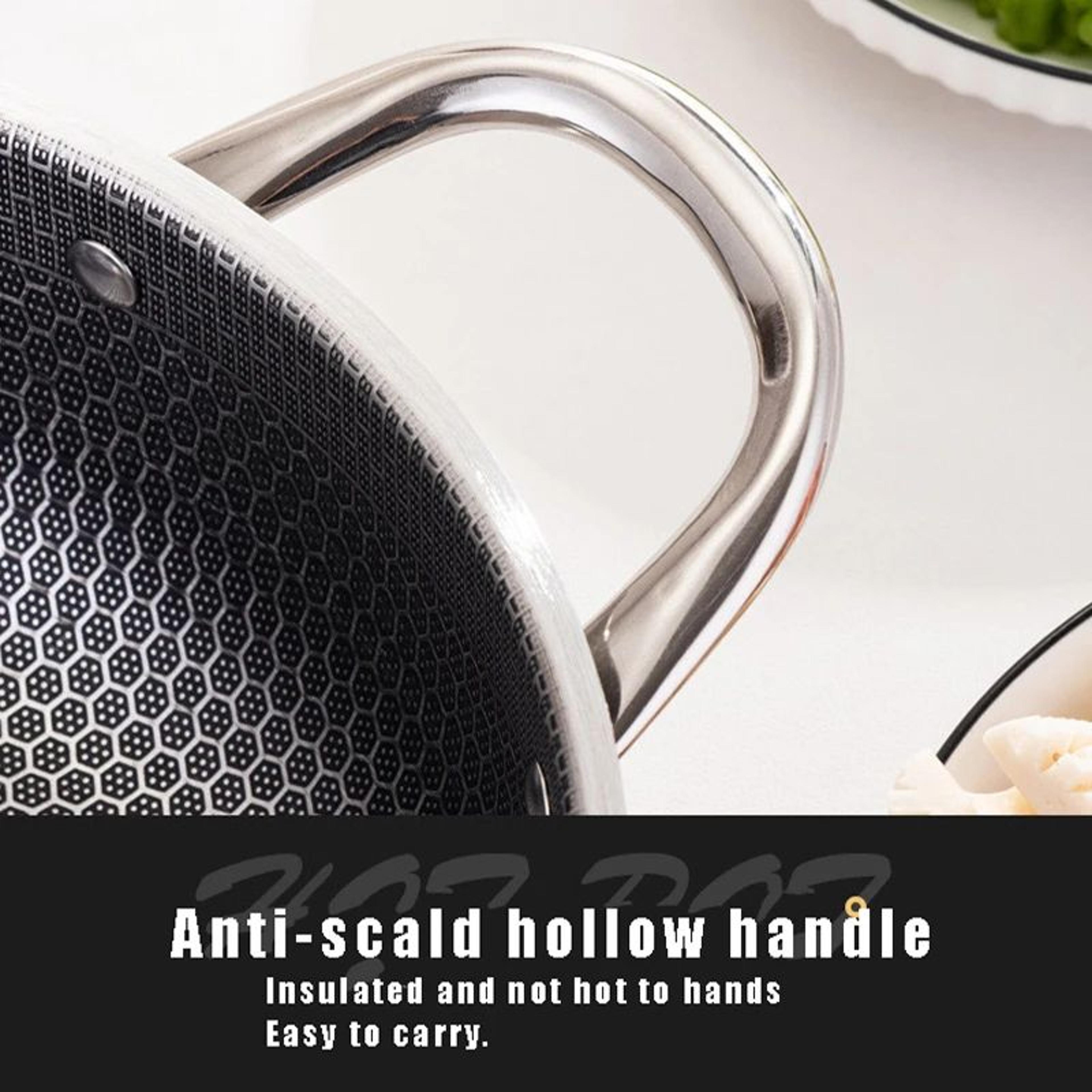 316 Stainless Steel Honeycomb Nonstick Frying Pan 4