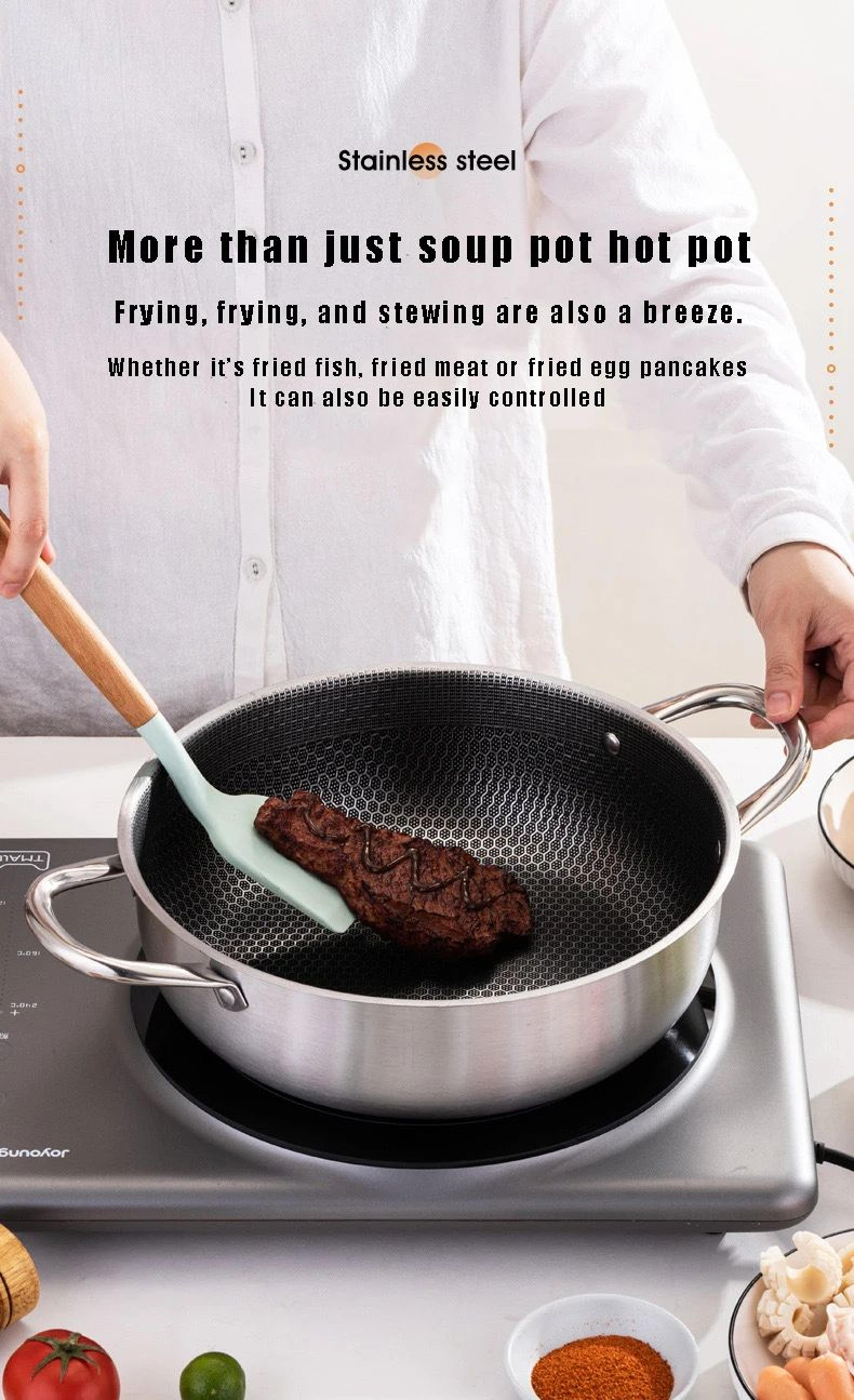 316 Stainless Steel Honeycomb Nonstick Frying Pan 8