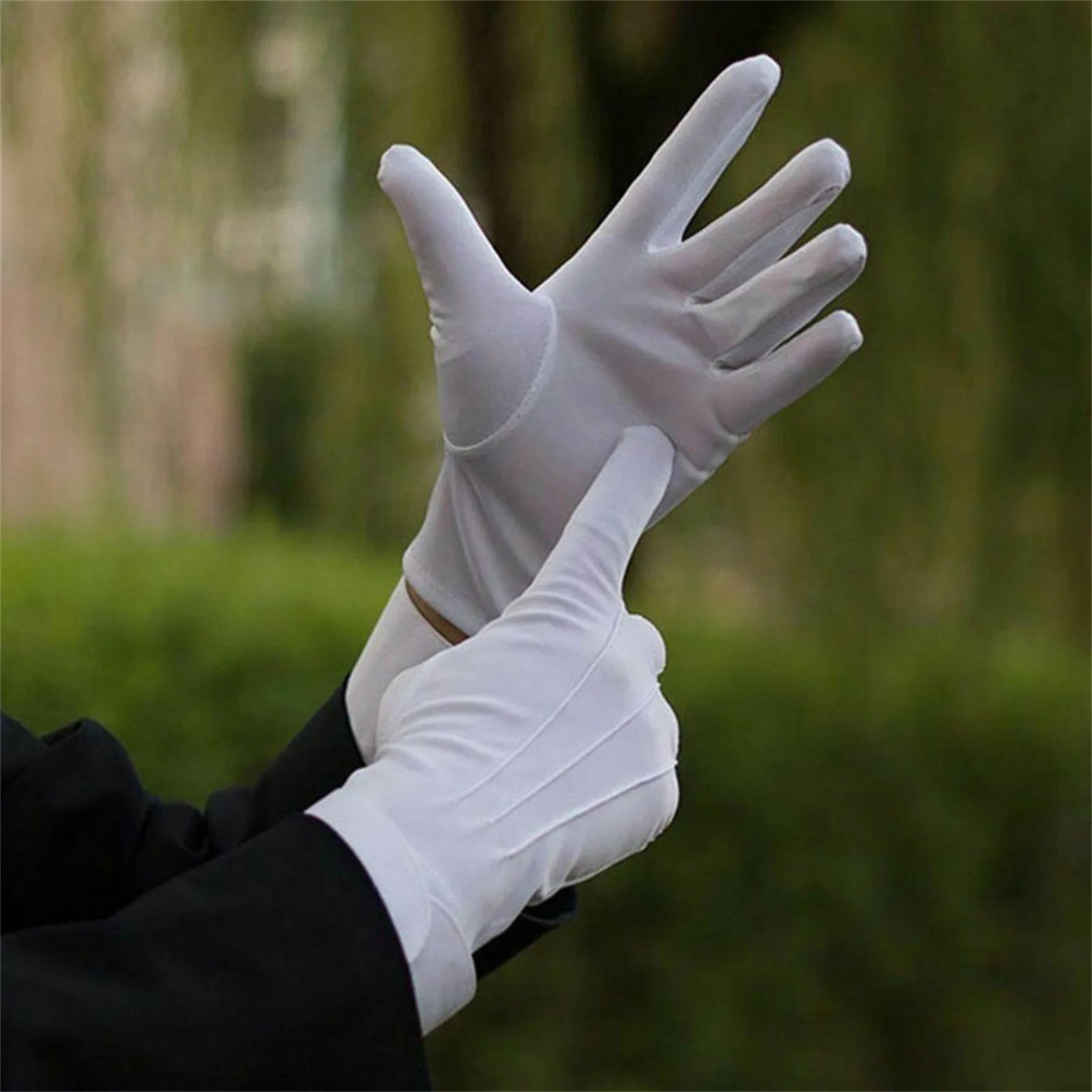 White Cotton Stretch Work Gloves For Handling And SPA Care 1