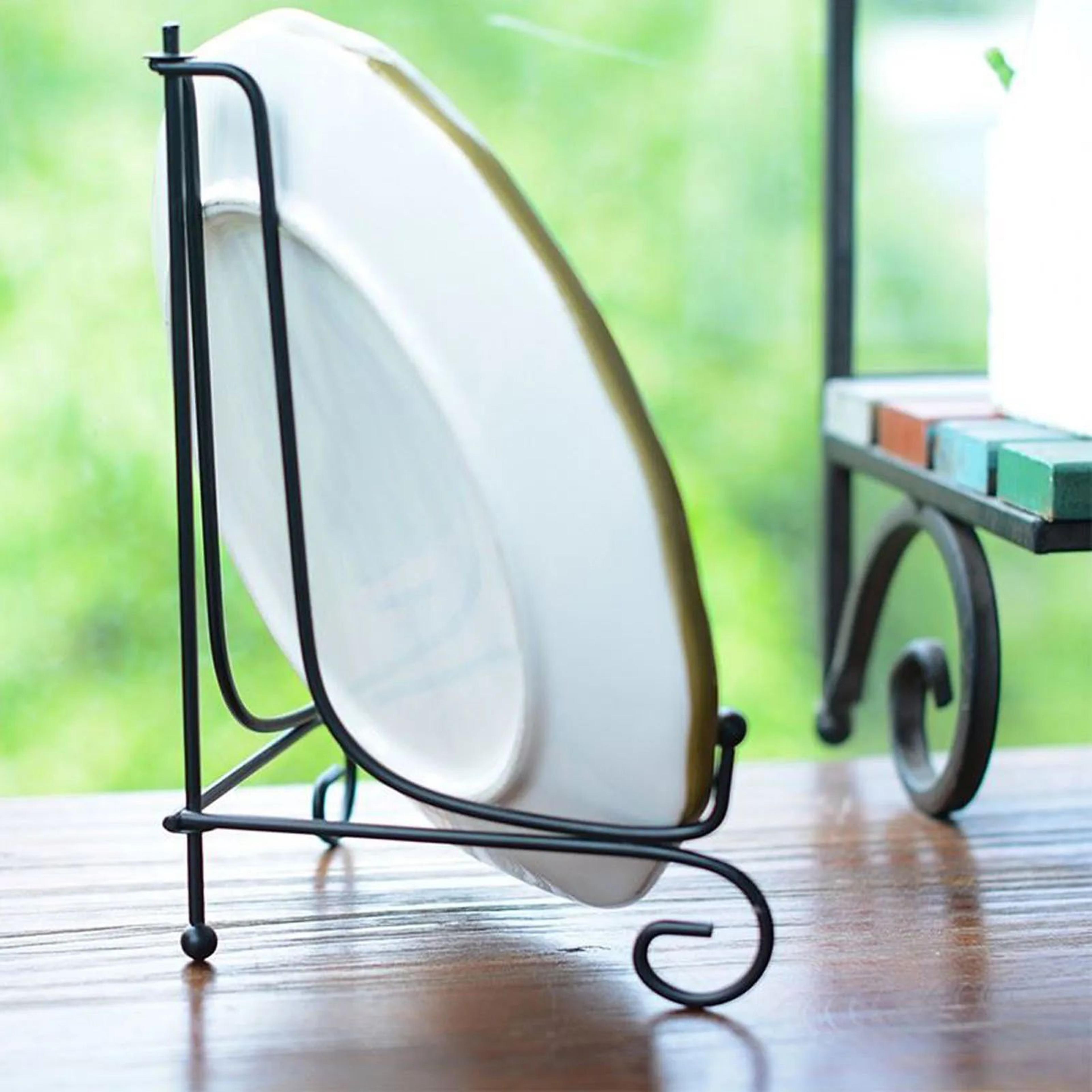 Black Iron Tea Cake And Decorative Plate Display Stand 3