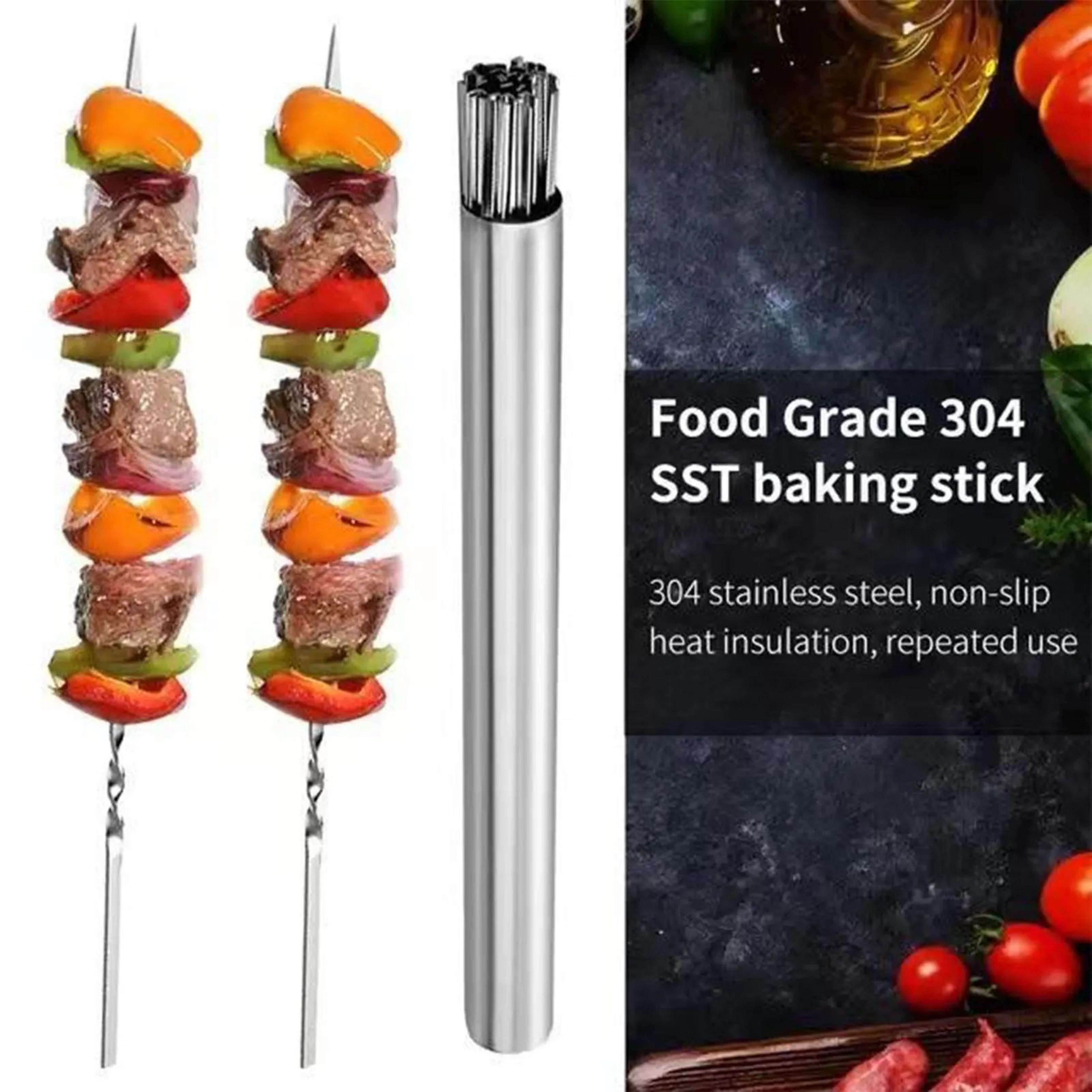 20 Piece Reusable Flat Metal Barbecue Skewer Set 1