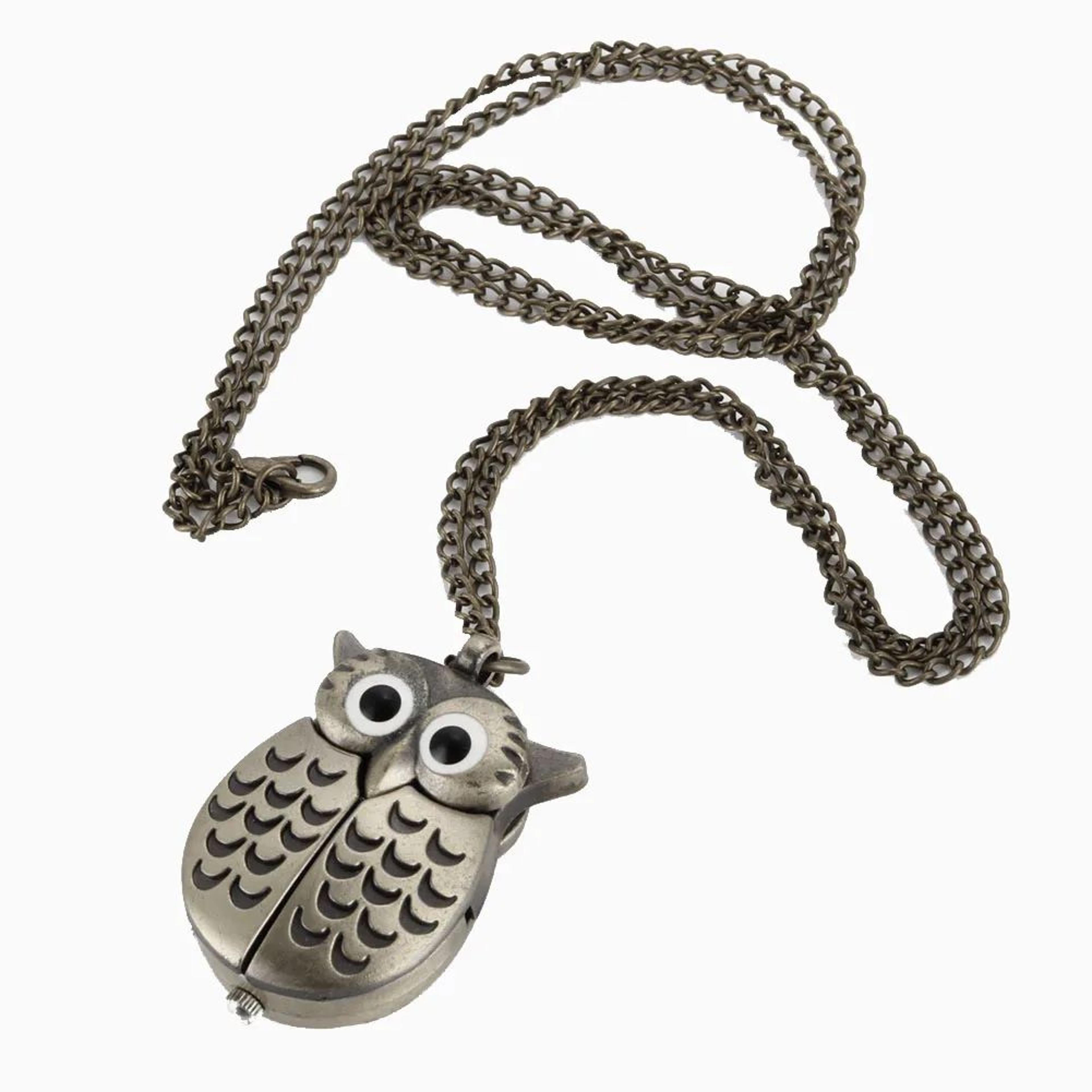 Vintage Owl Pendant Necklace Pocket Watch 2