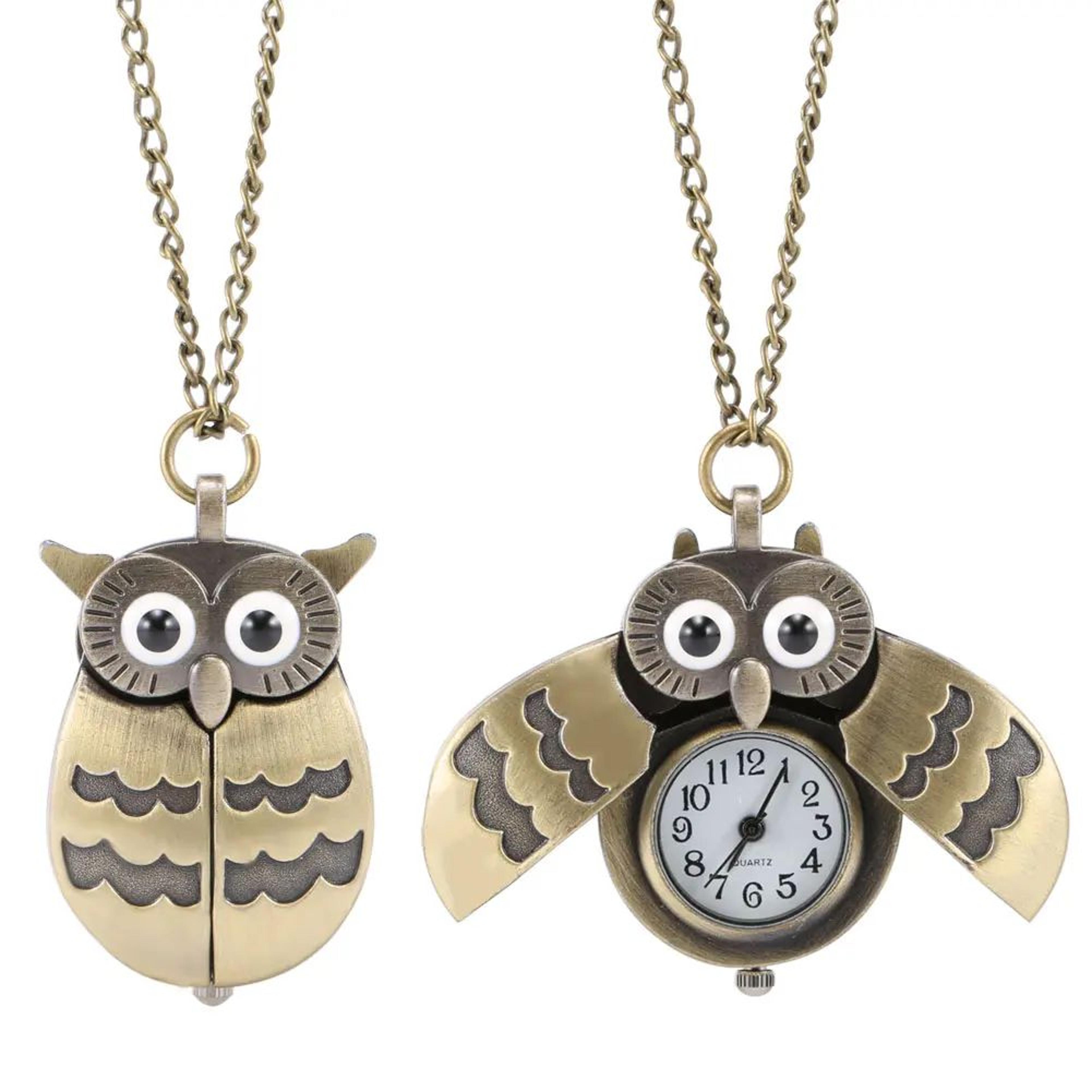 Vintage Owl Pendant Necklace Pocket Watch 5