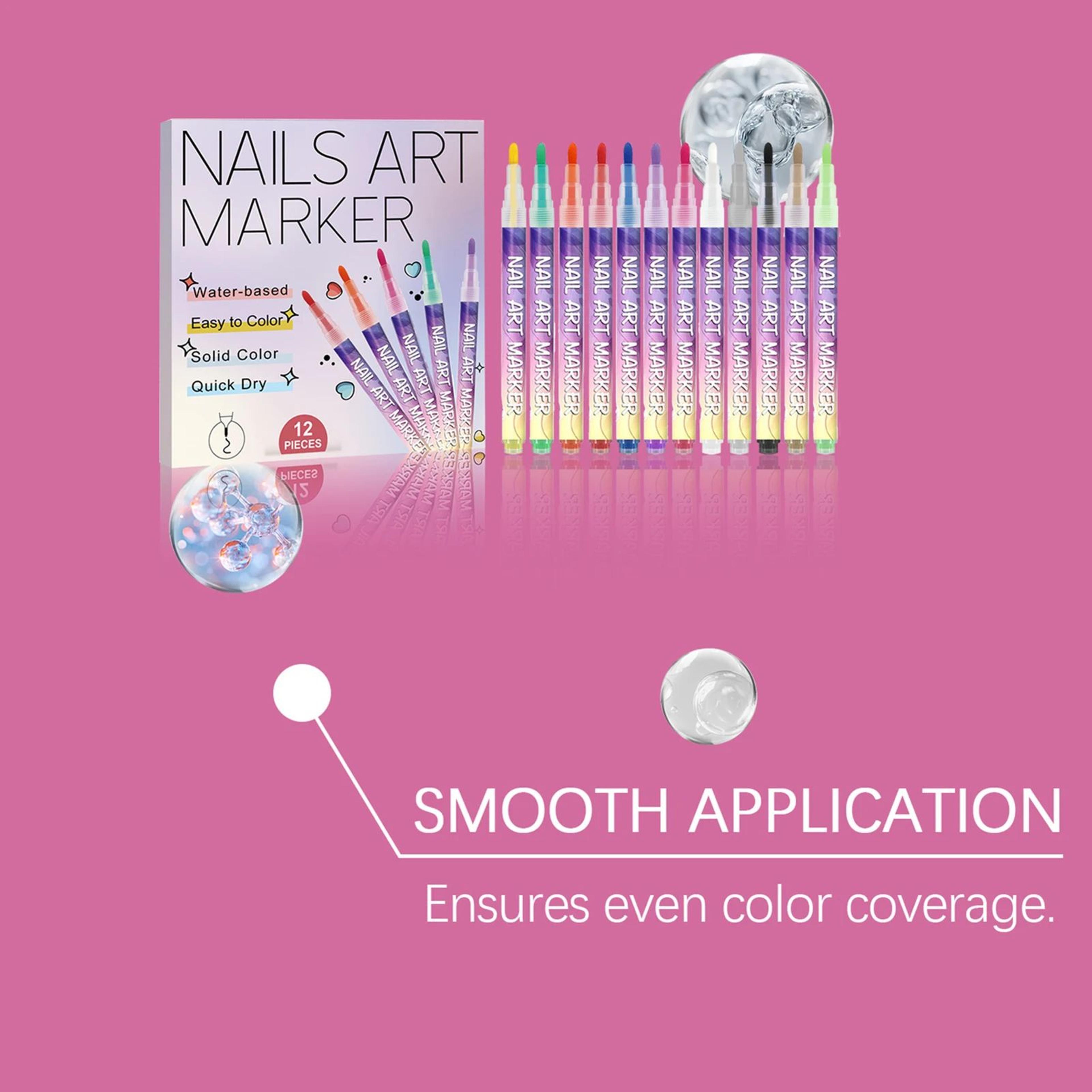 12 Piece Fine Tip Nail Art Pens For DIY Manicure Designs 2
