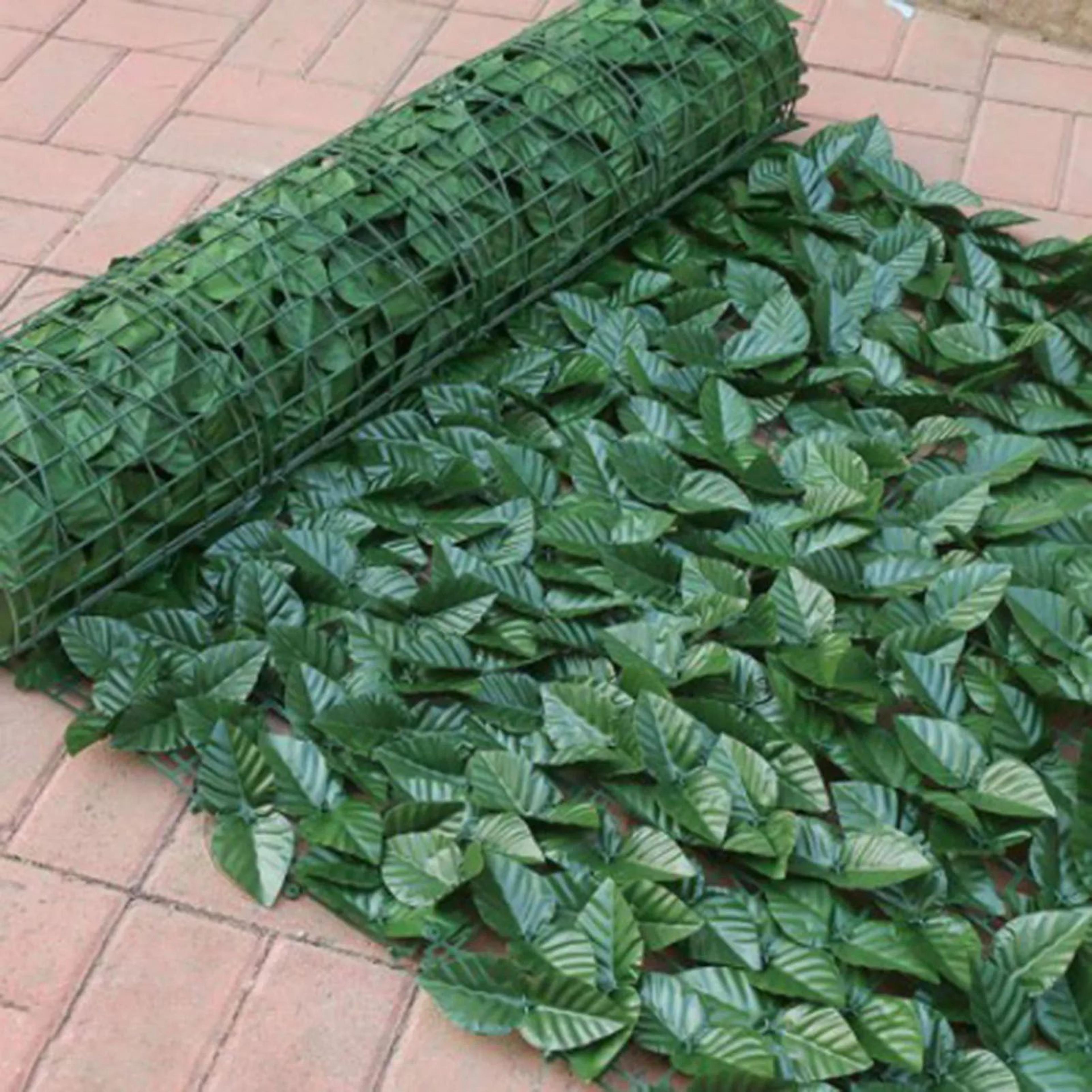 artificial ivy privacy fence screen with faux green leaves