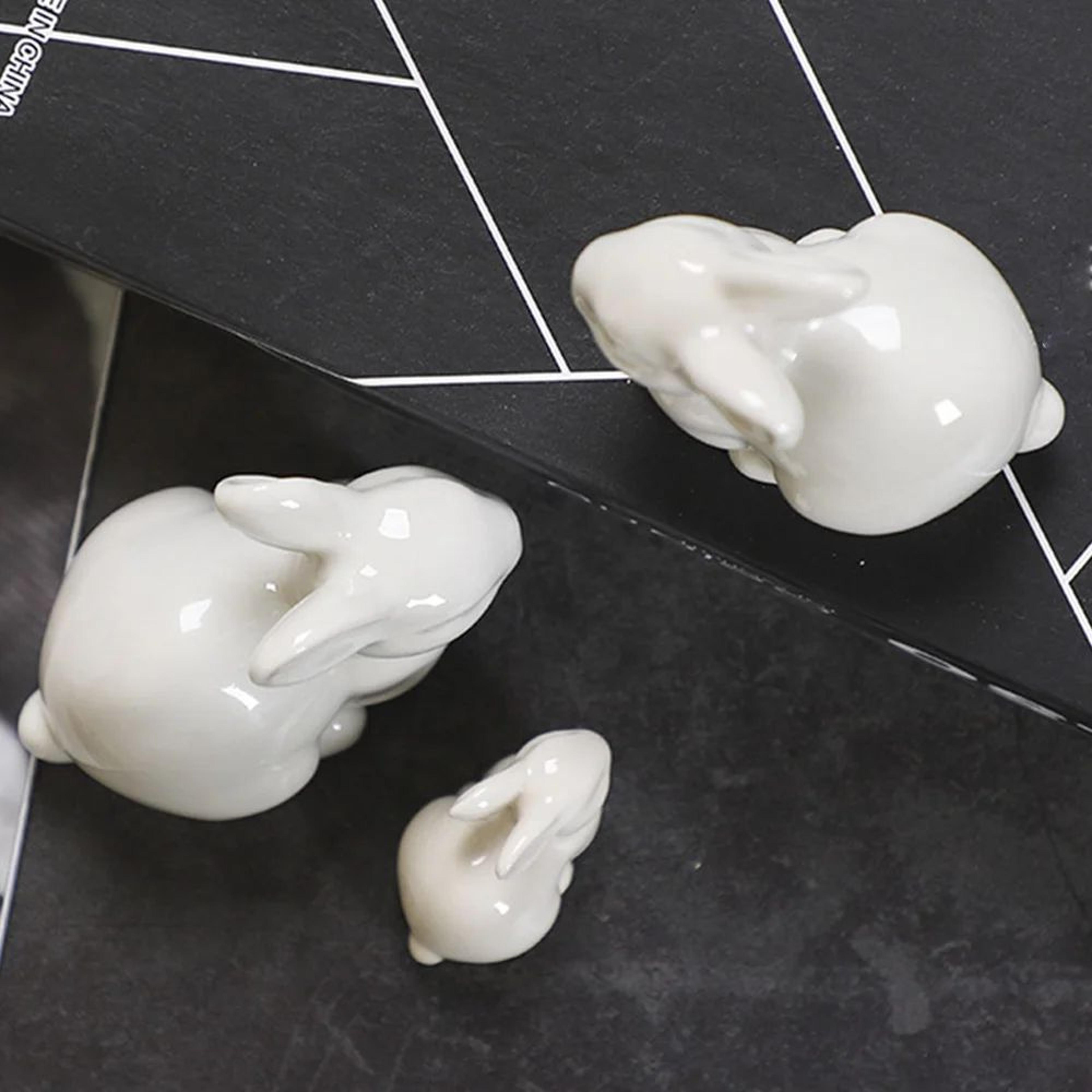 Mini Ceramic Bunny Figurine Cute Home Decor Ornament 1