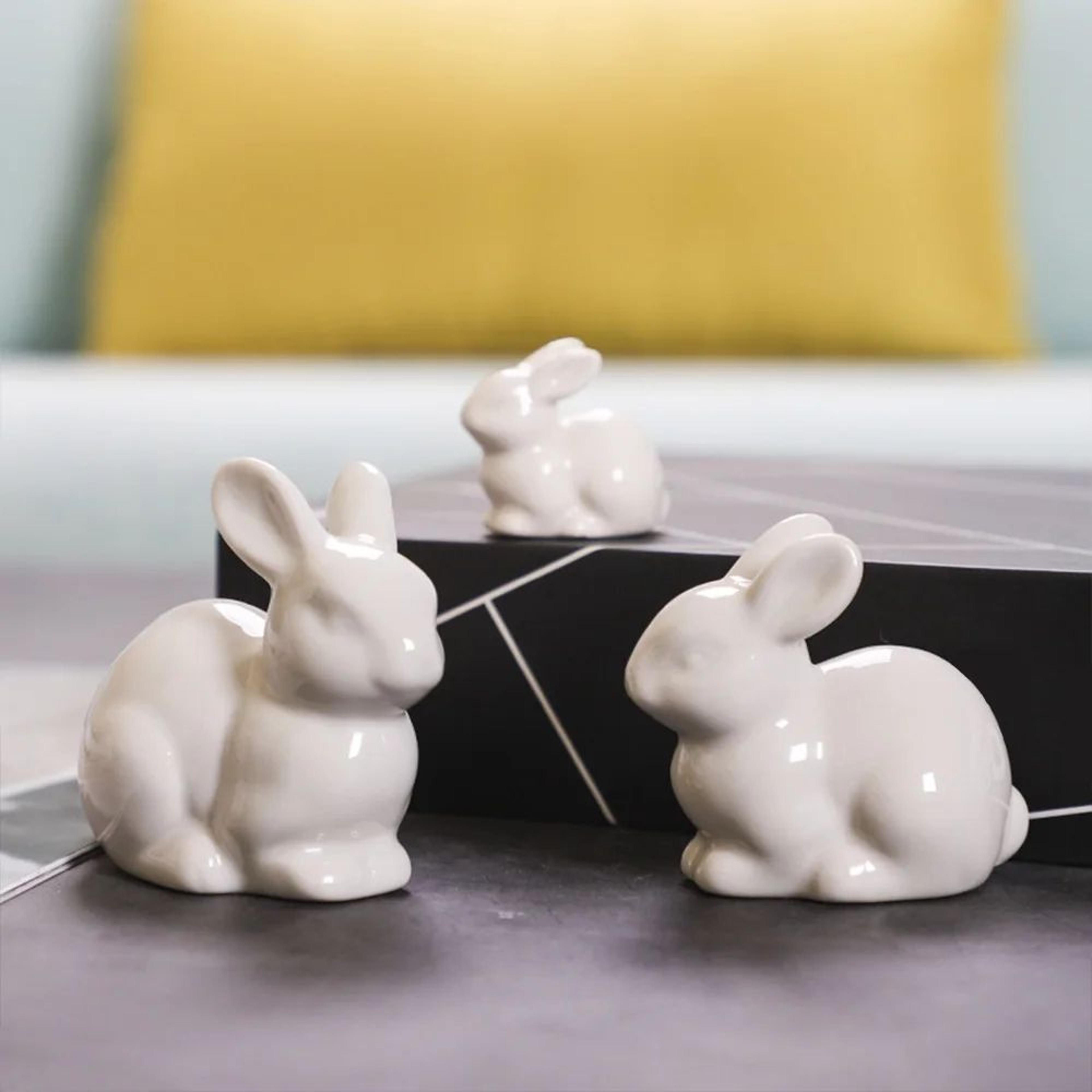 Mini Ceramic Bunny Figurine Cute Home Decor Ornament 5