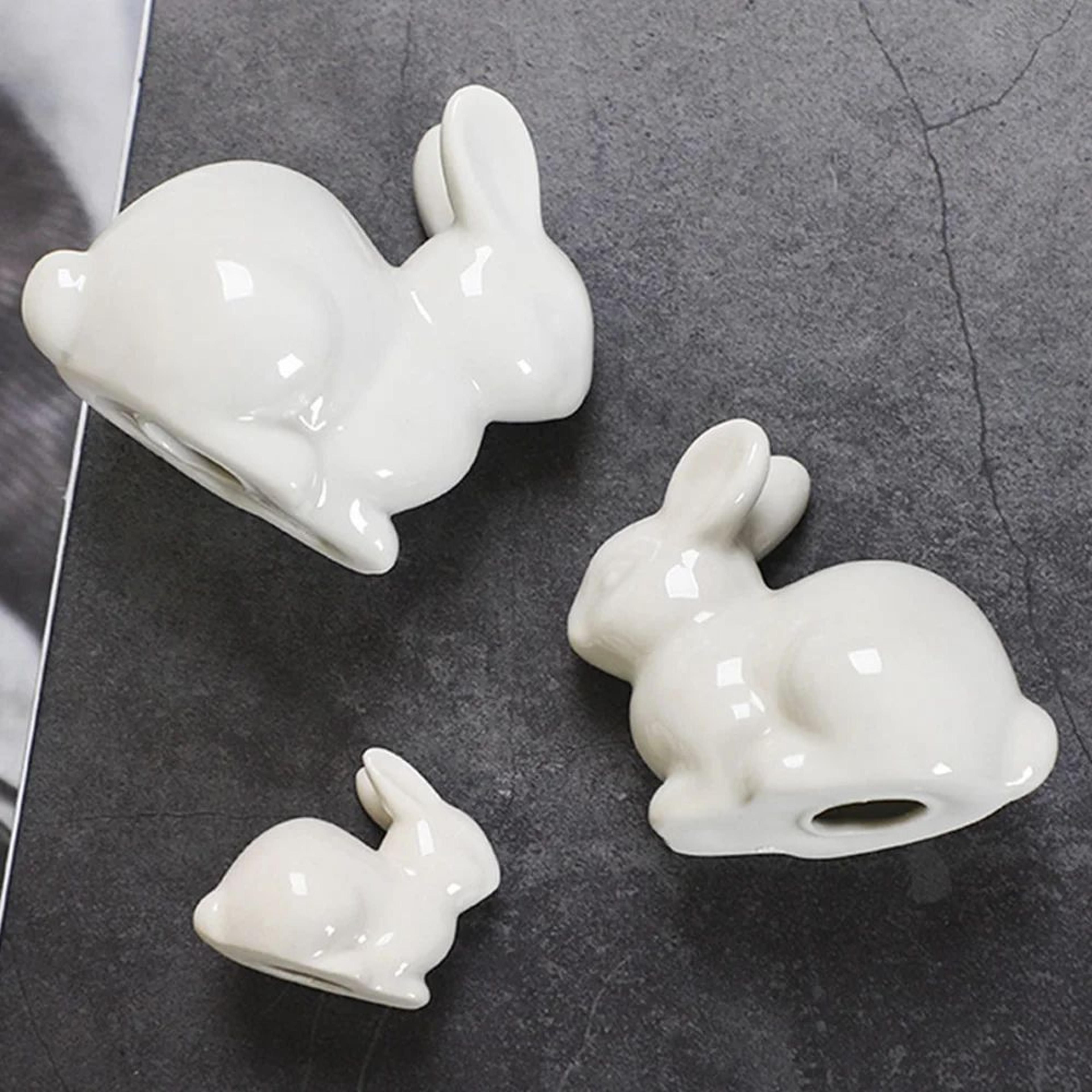 Mini Ceramic Bunny Figurine Cute Home Decor Ornament 6