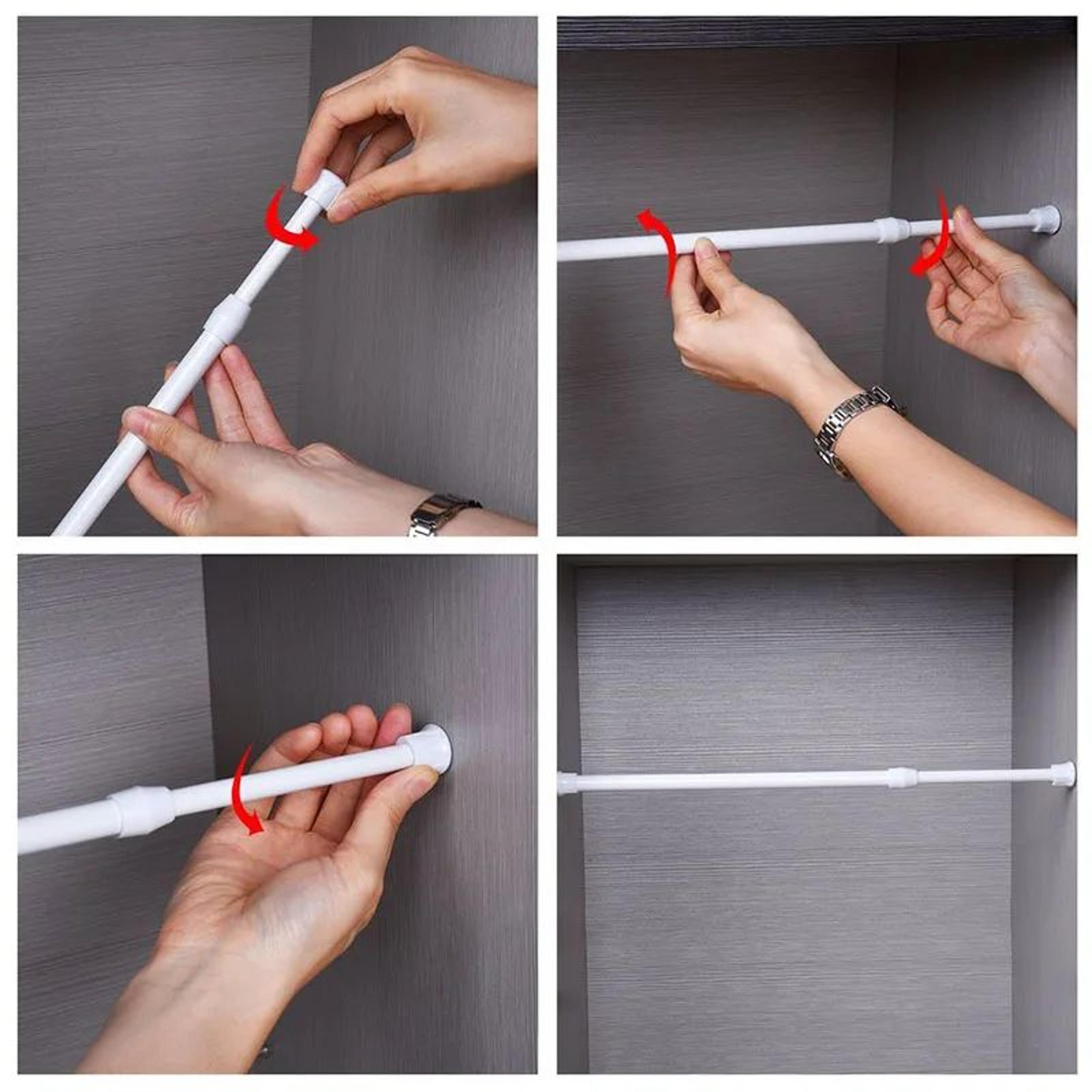 Adjustable Metal Spring Tension Curtain Rod For Home Storage 9