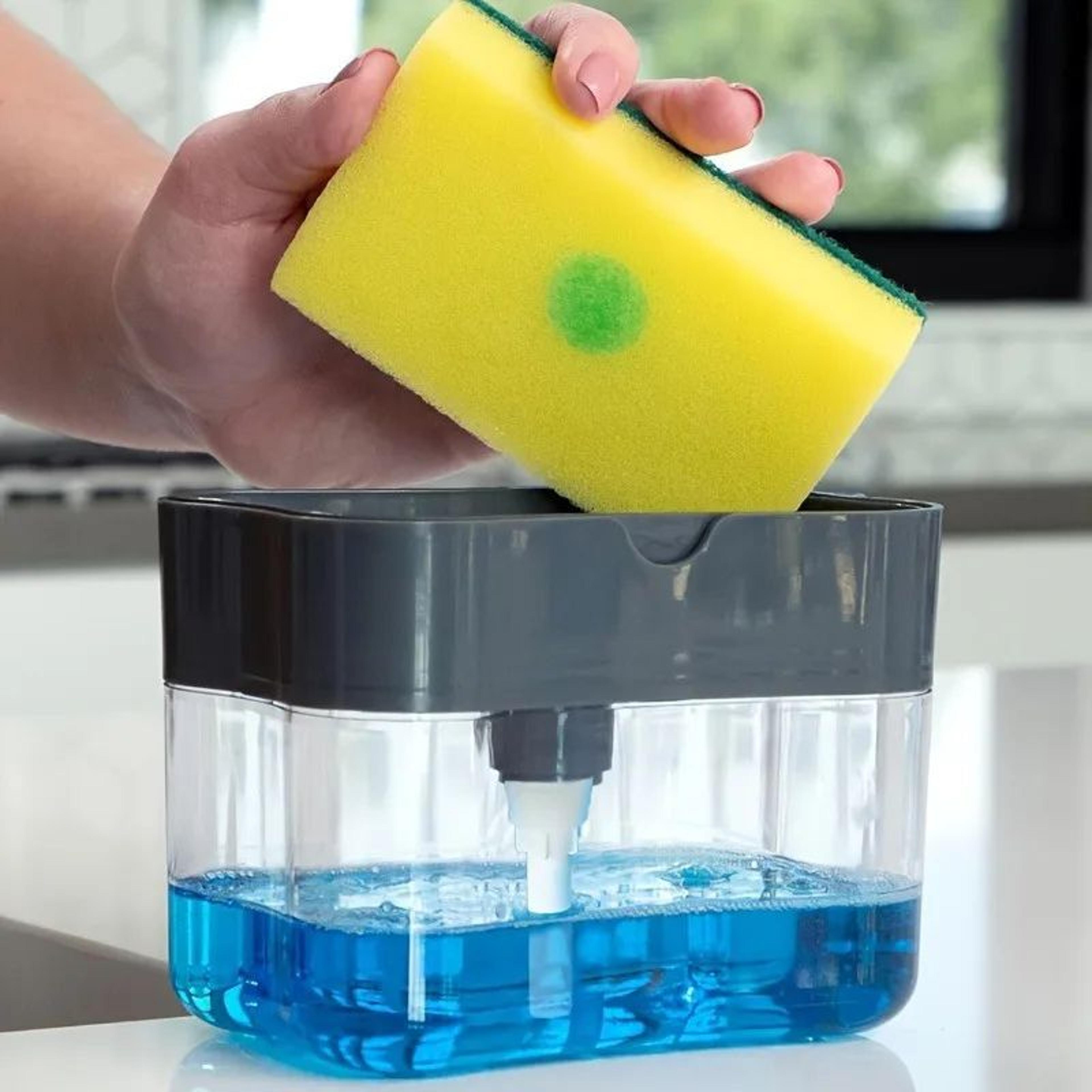 Automatic Press Soap Dispenser With Sponge Holder For Kitchen Sink 1