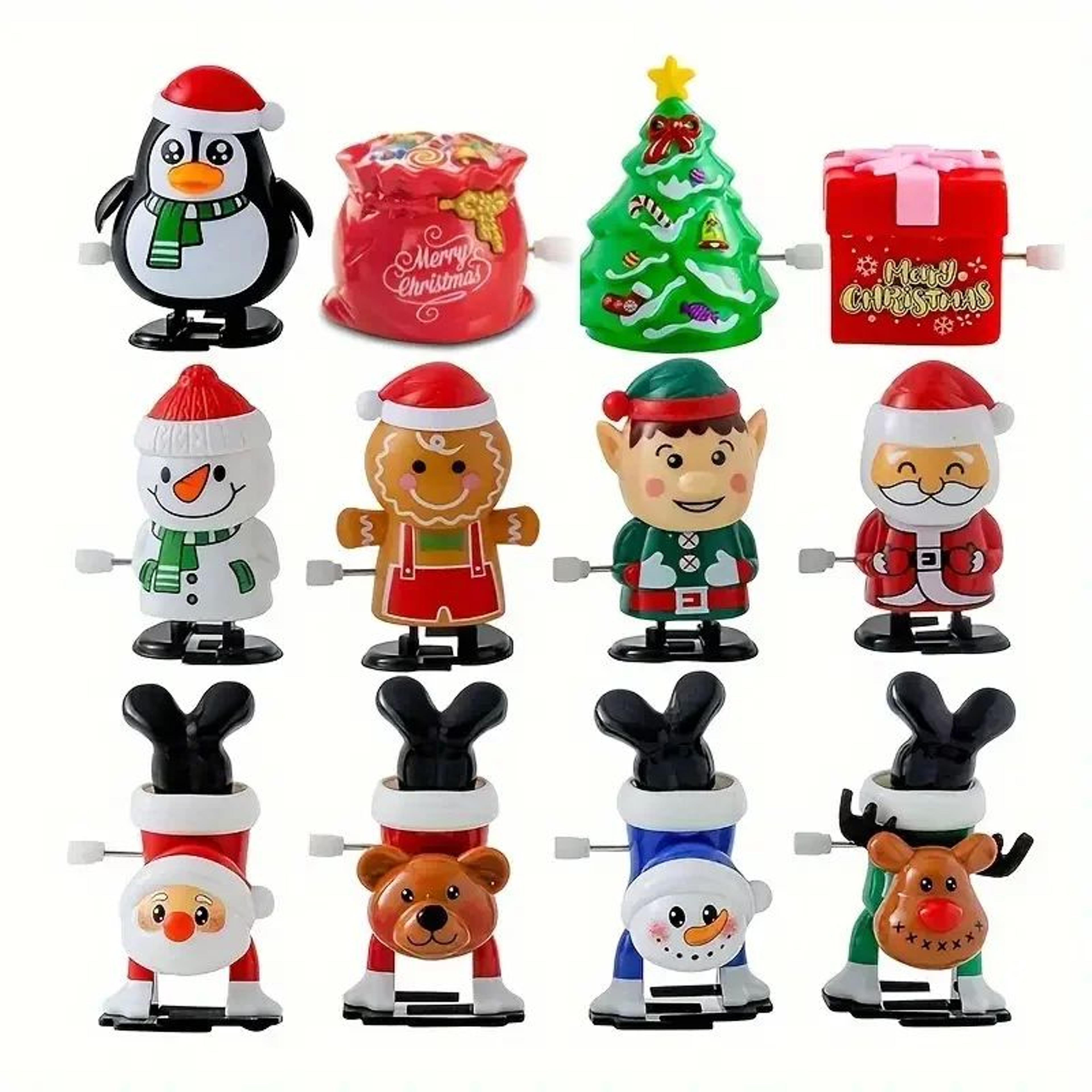 mini wind up christmas walking toys santa elk and snowman