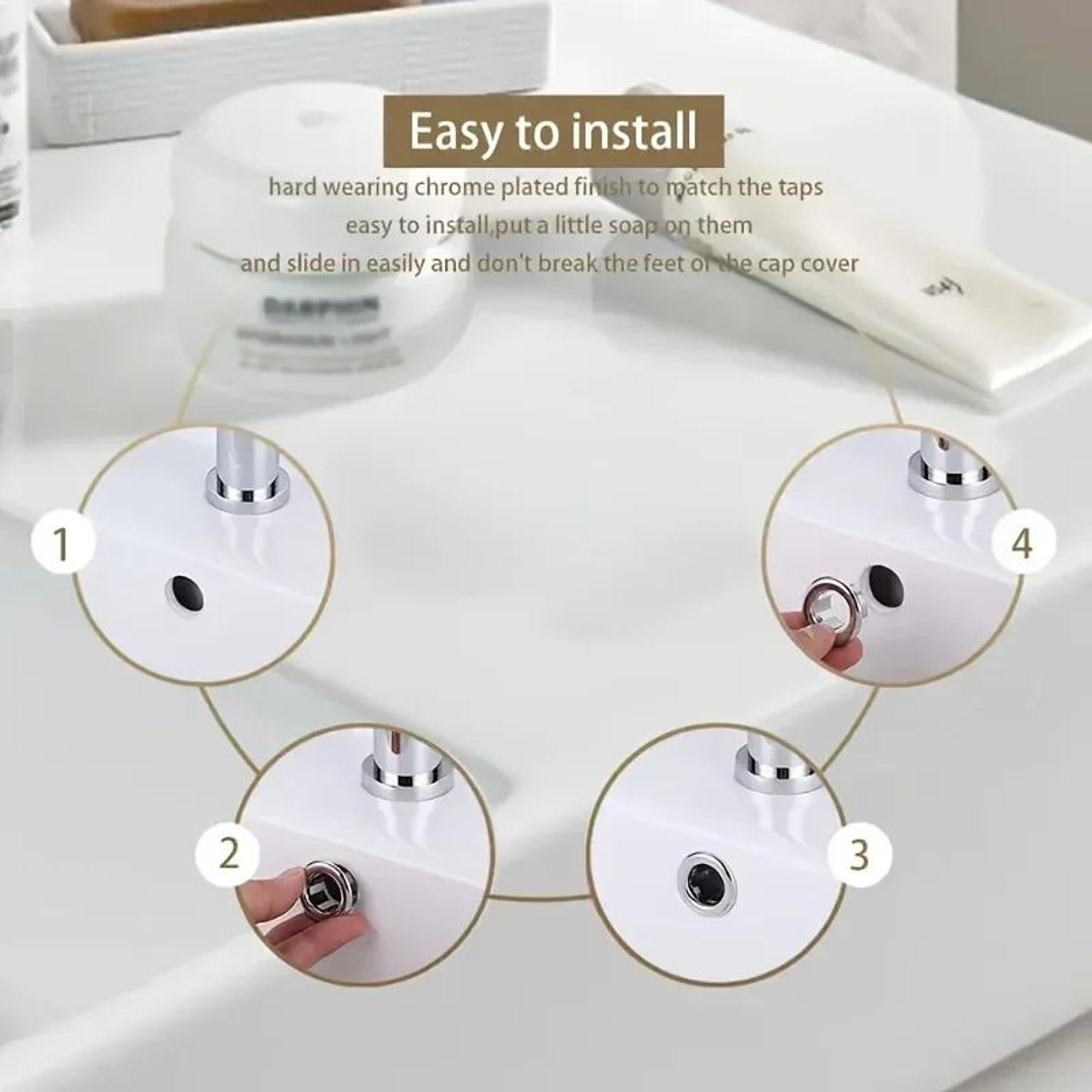 Chrome Sink Overflow Covers Round Basin Drain Plugs 3