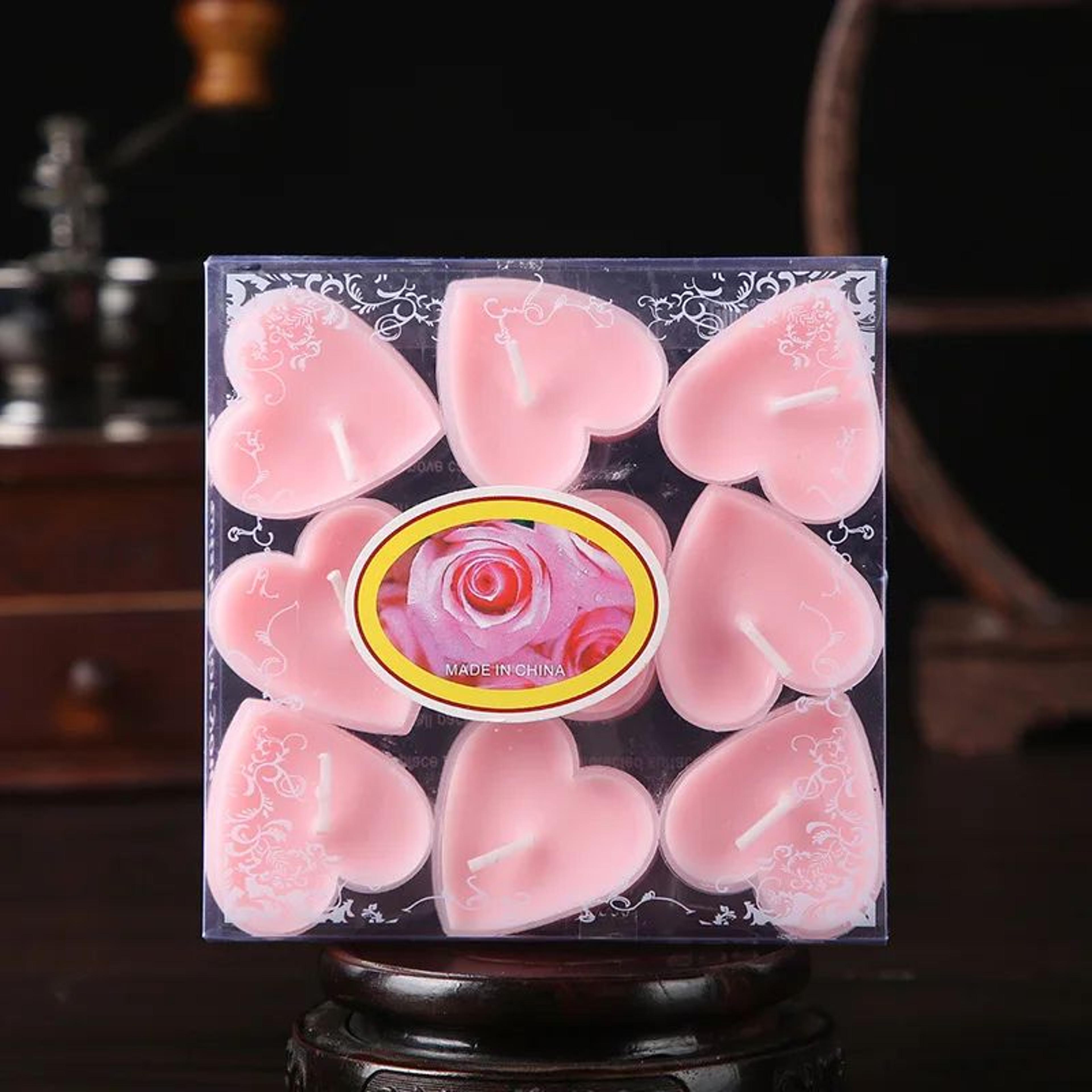 9 Piece Heart Shaped Scented Tealight Candle Set For Romantic Decor 8