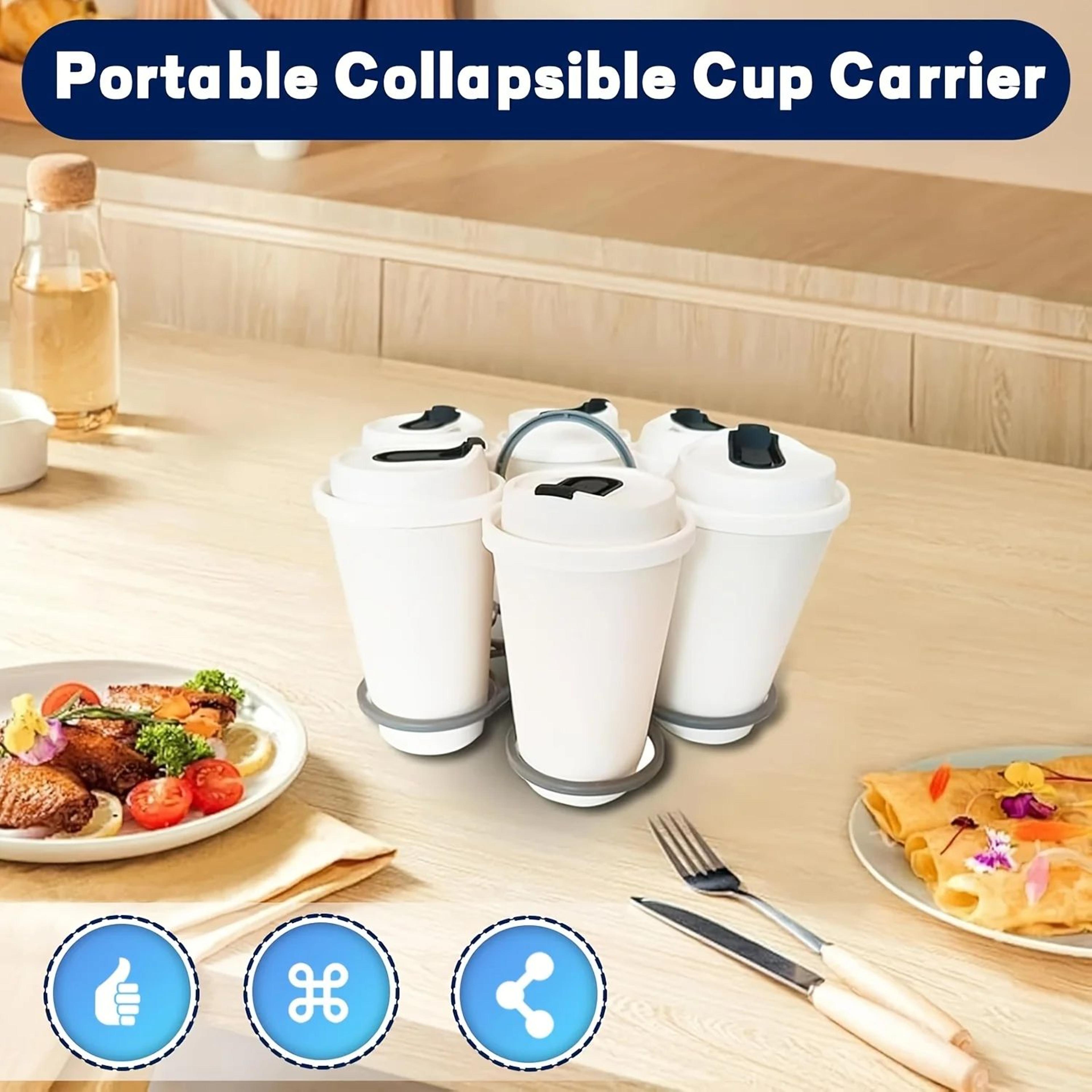 Collapsible Portable Cup Holder With Handle For Drinks And Takeout 7