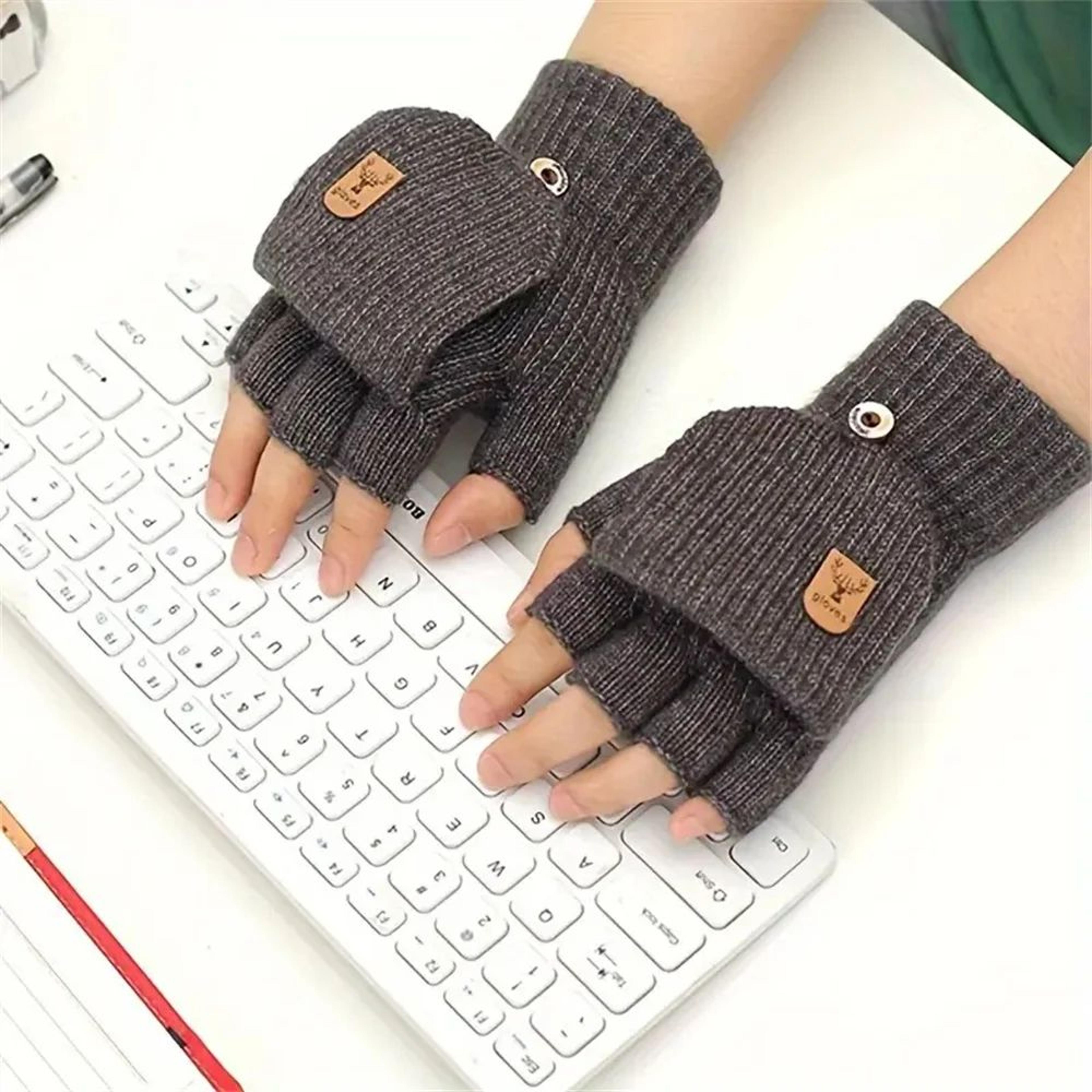 Winter Flip Top Half Finger Knitted Gloves For Men And Women 3