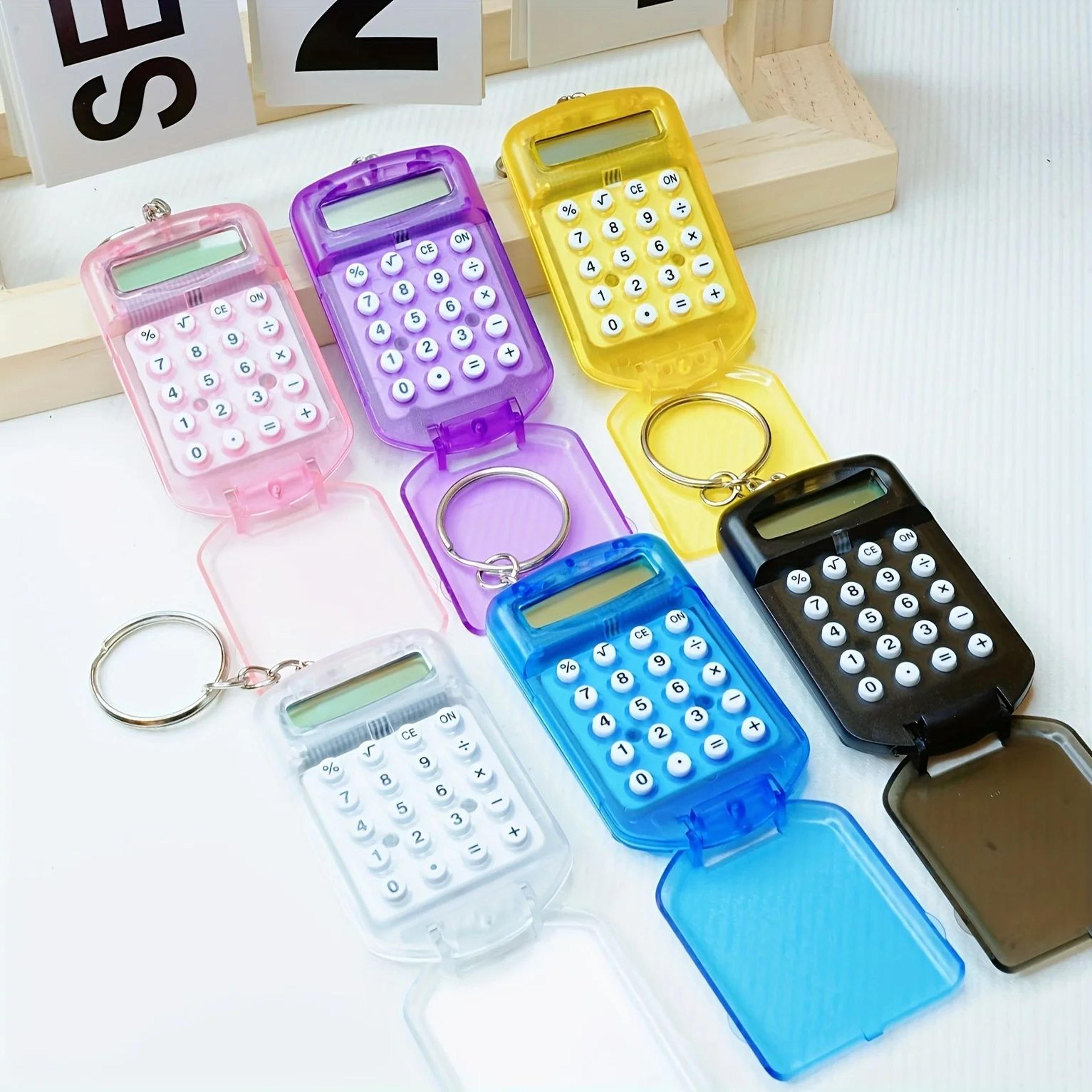 cute 8 bit mini flip calculator keychain