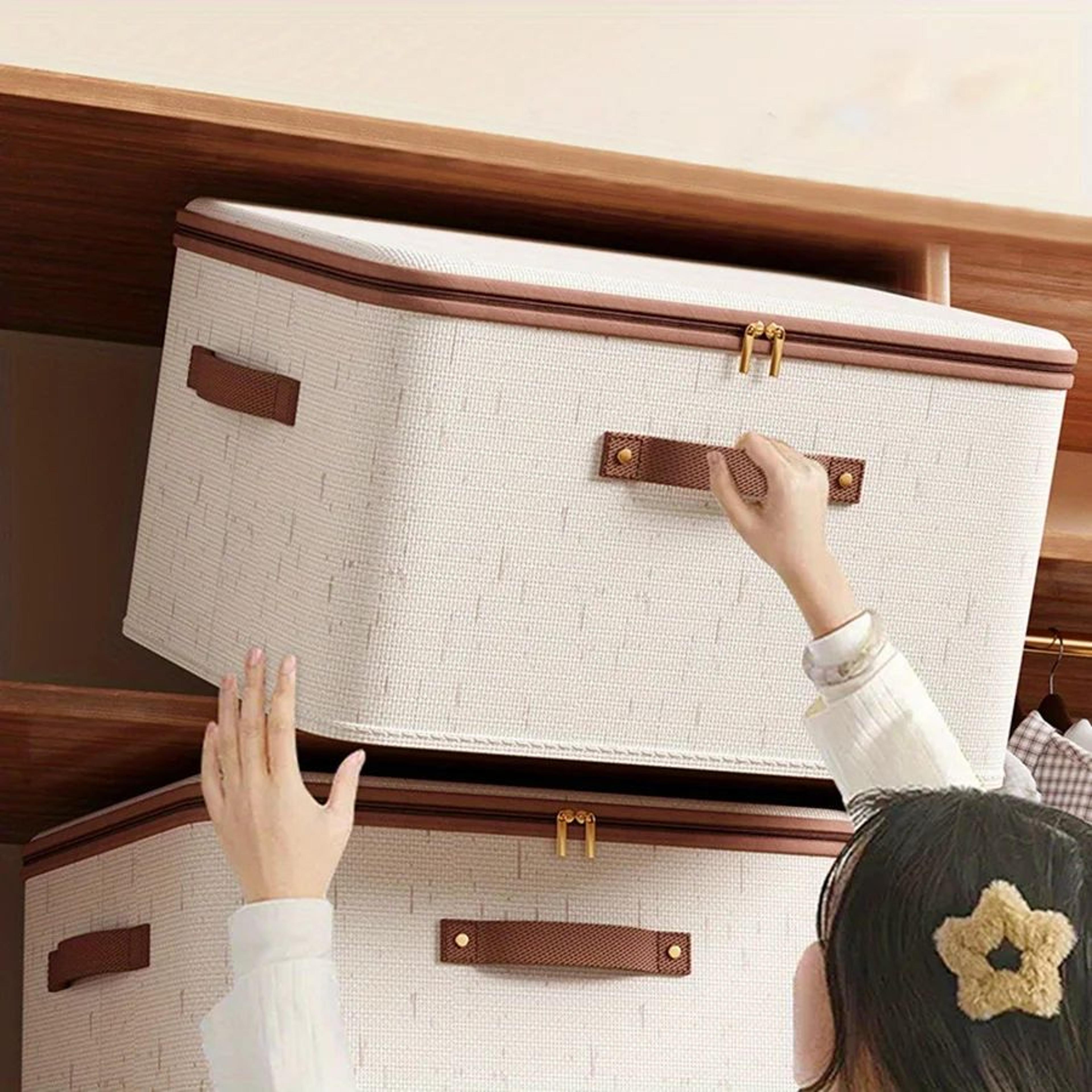 linen zipper storage box for clothes and closet organization