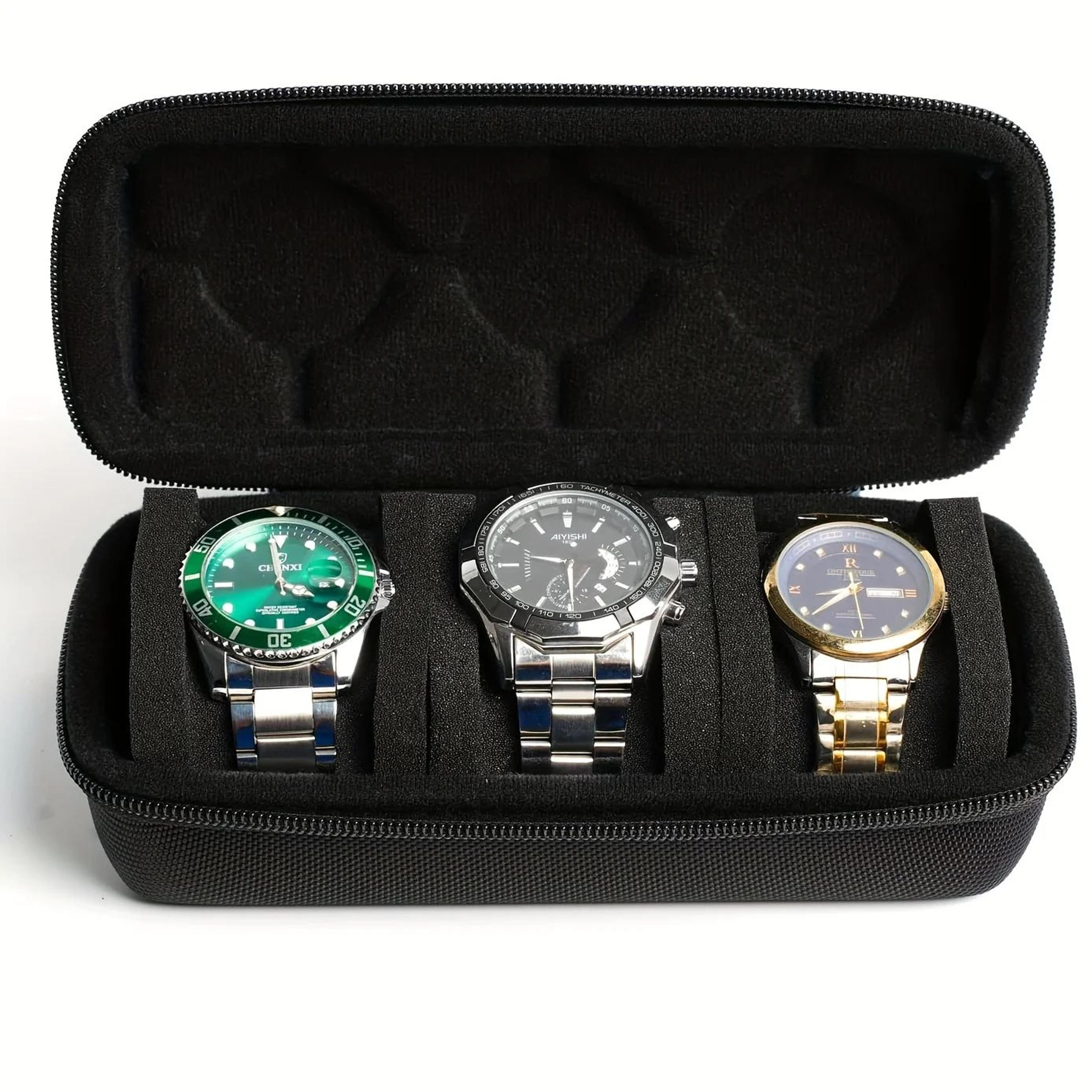 3 piece hardshell watch travel case with soft foam pillow