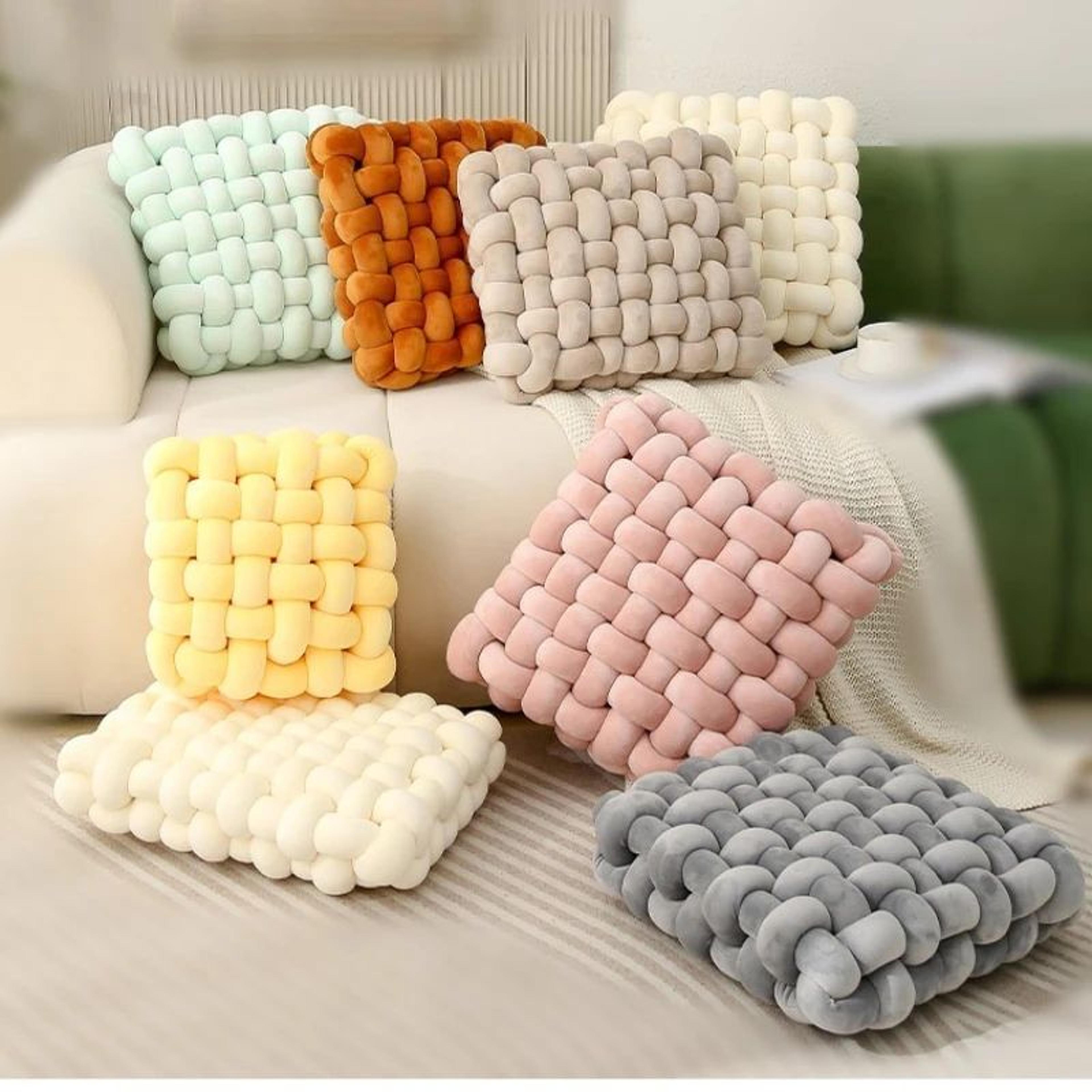 soft plush hand woven knot cushion for sofa and chair