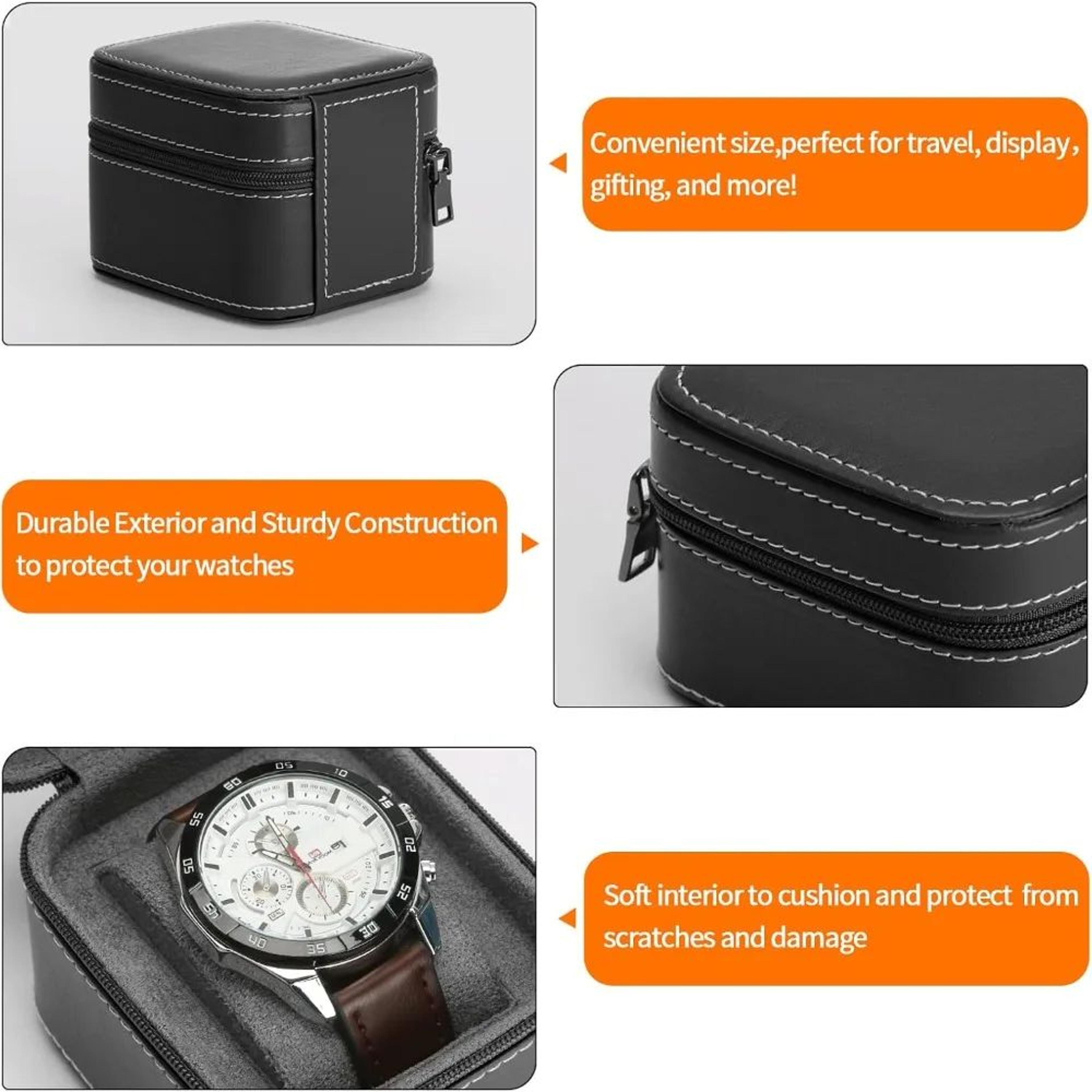 Portable Single Watch Travel Case With Zipper And Pillow 5