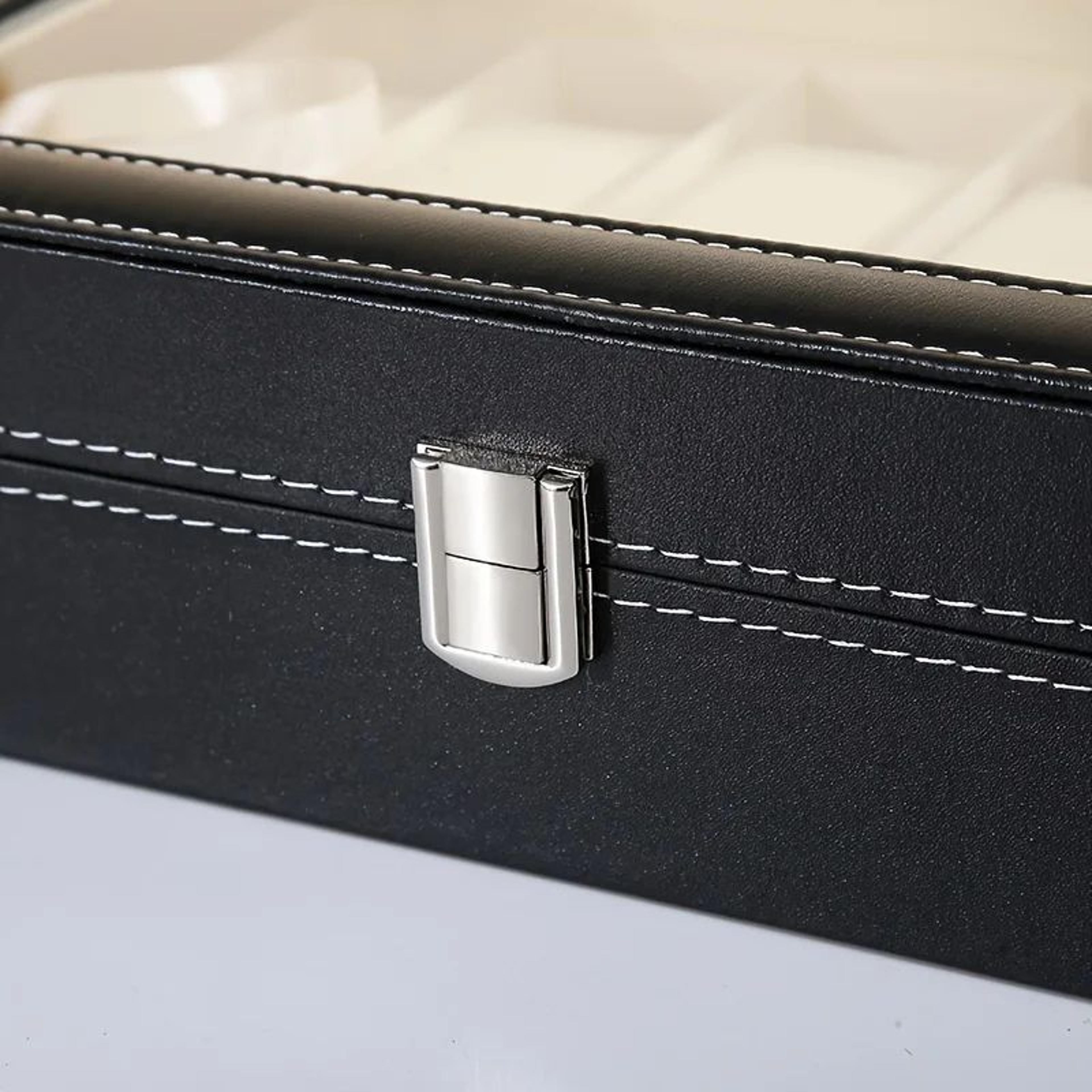 Luxury Faux Leather Watch Box With Glass Top For 12 Watches 5