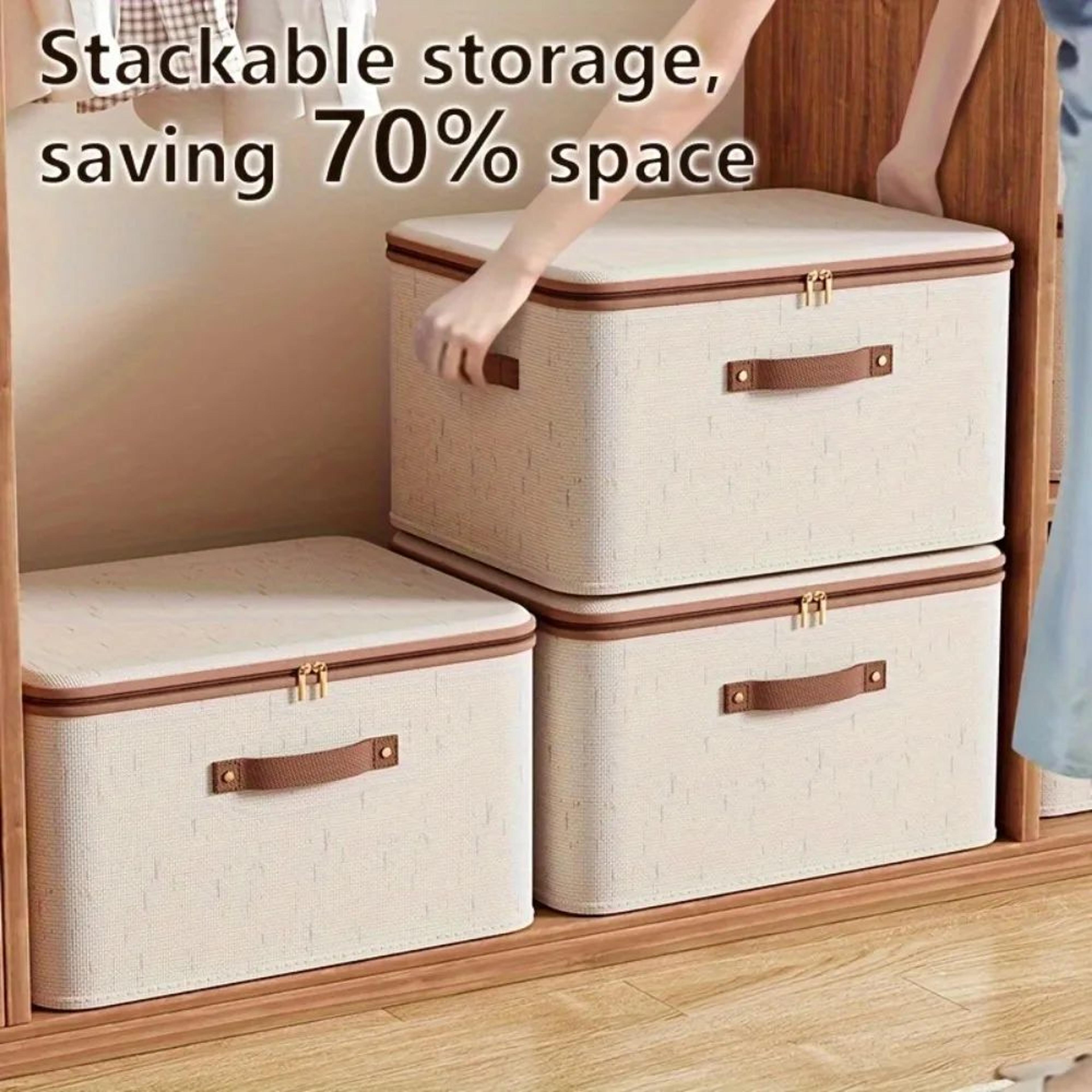 foldable linen under bed storage box with lid and handle