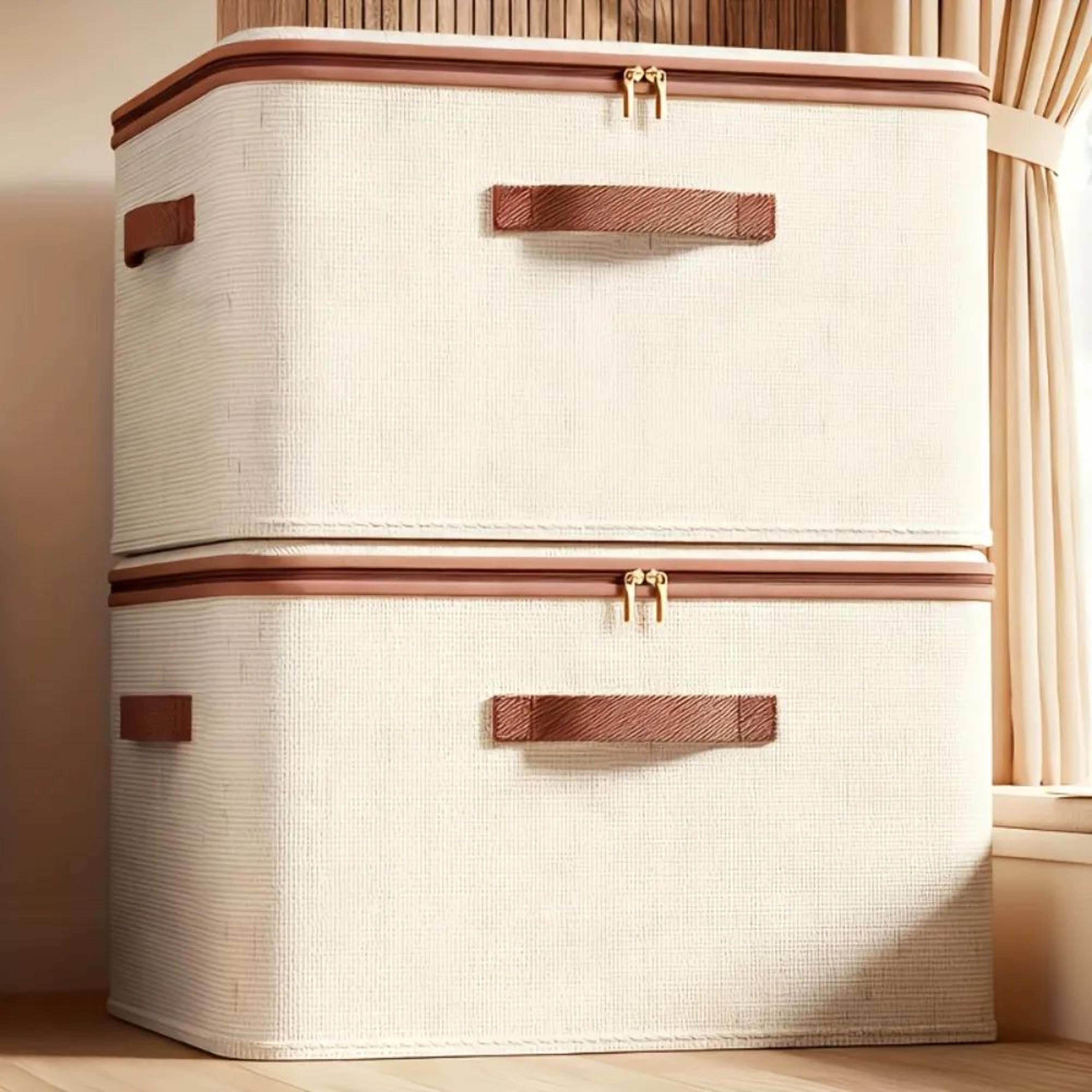 Foldable Linen Under Bed Storage Box With Lid And Handle 5