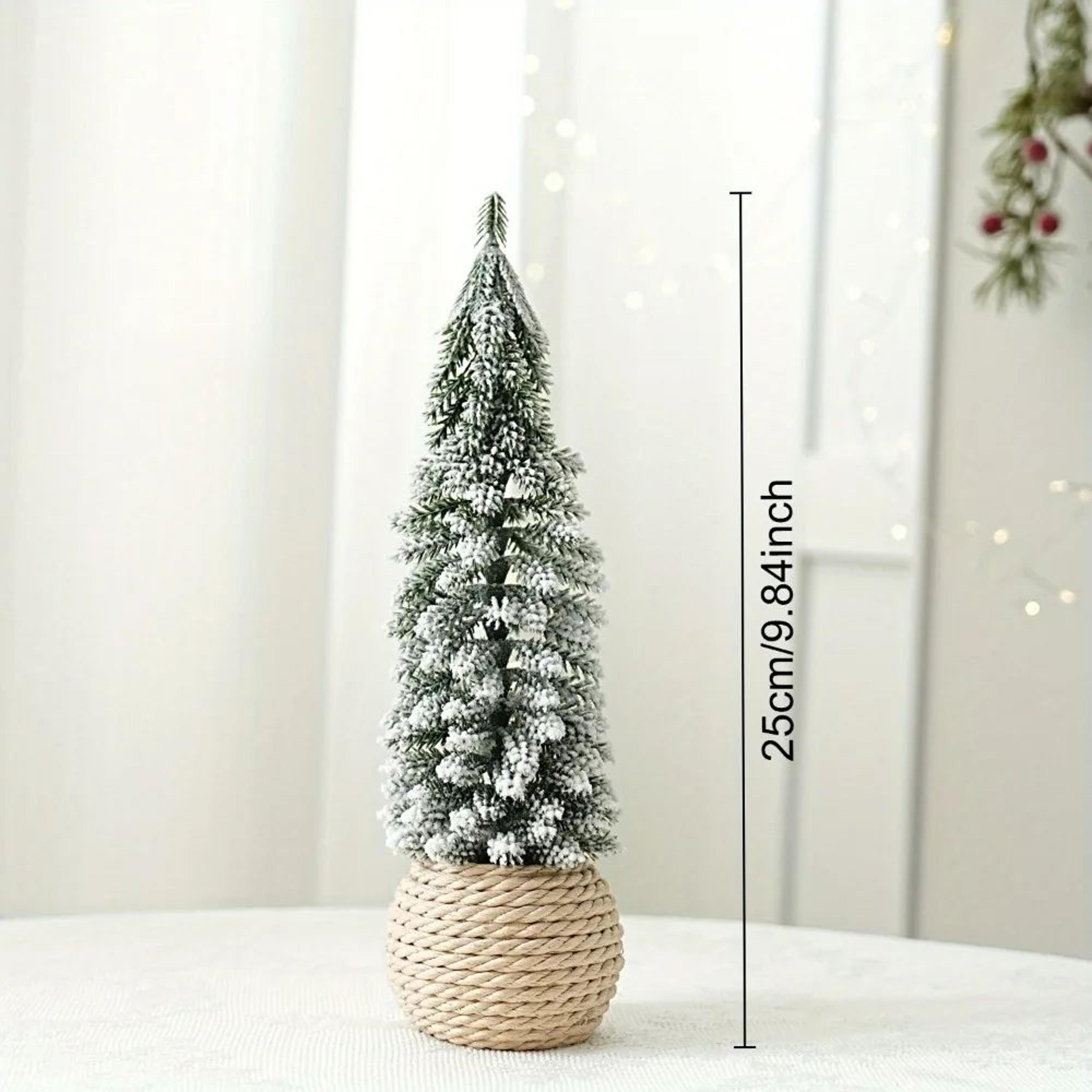 Mini Flocked Cedar Christmas Tree Desktop Decoration 8