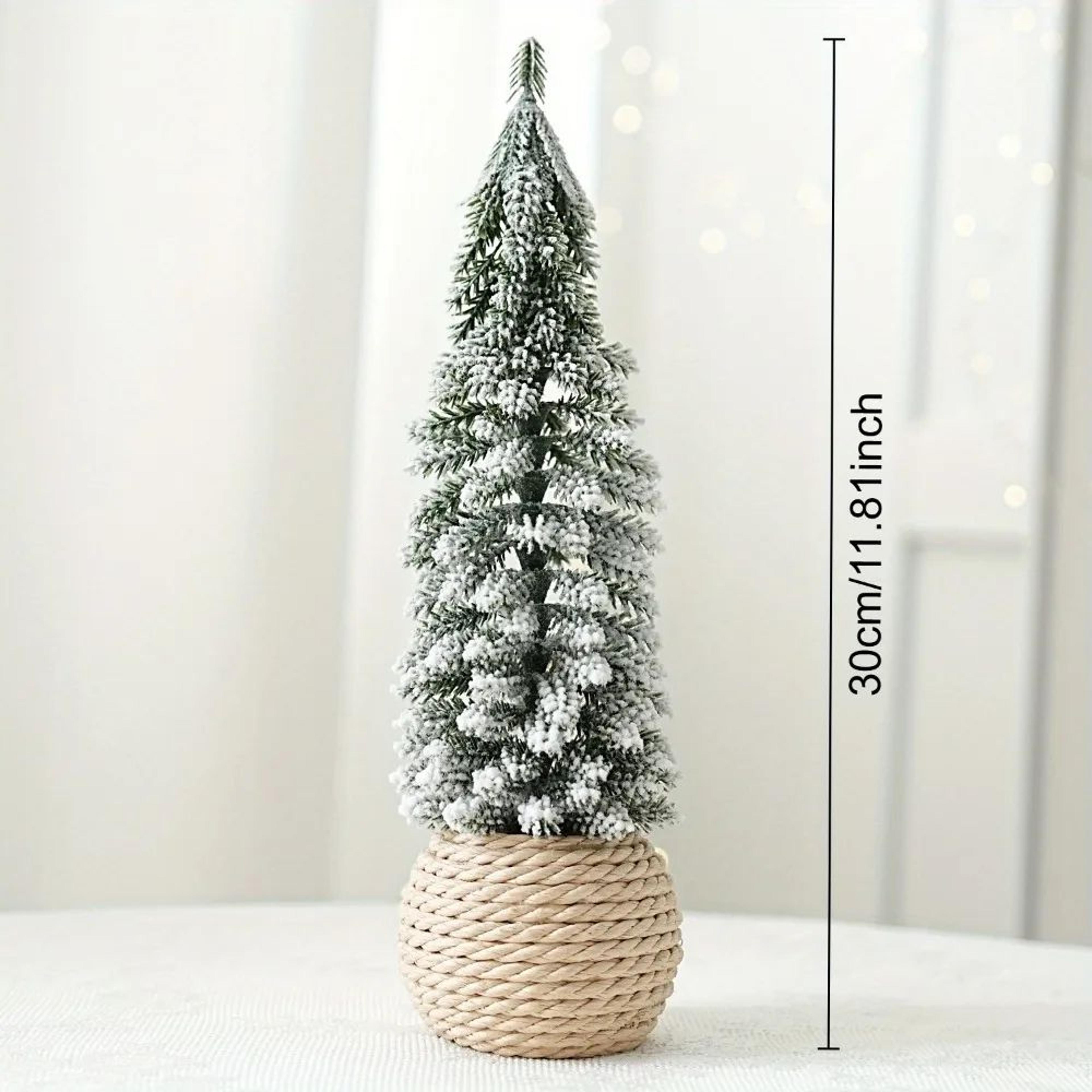 Mini Flocked Cedar Christmas Tree Desktop Decoration 9