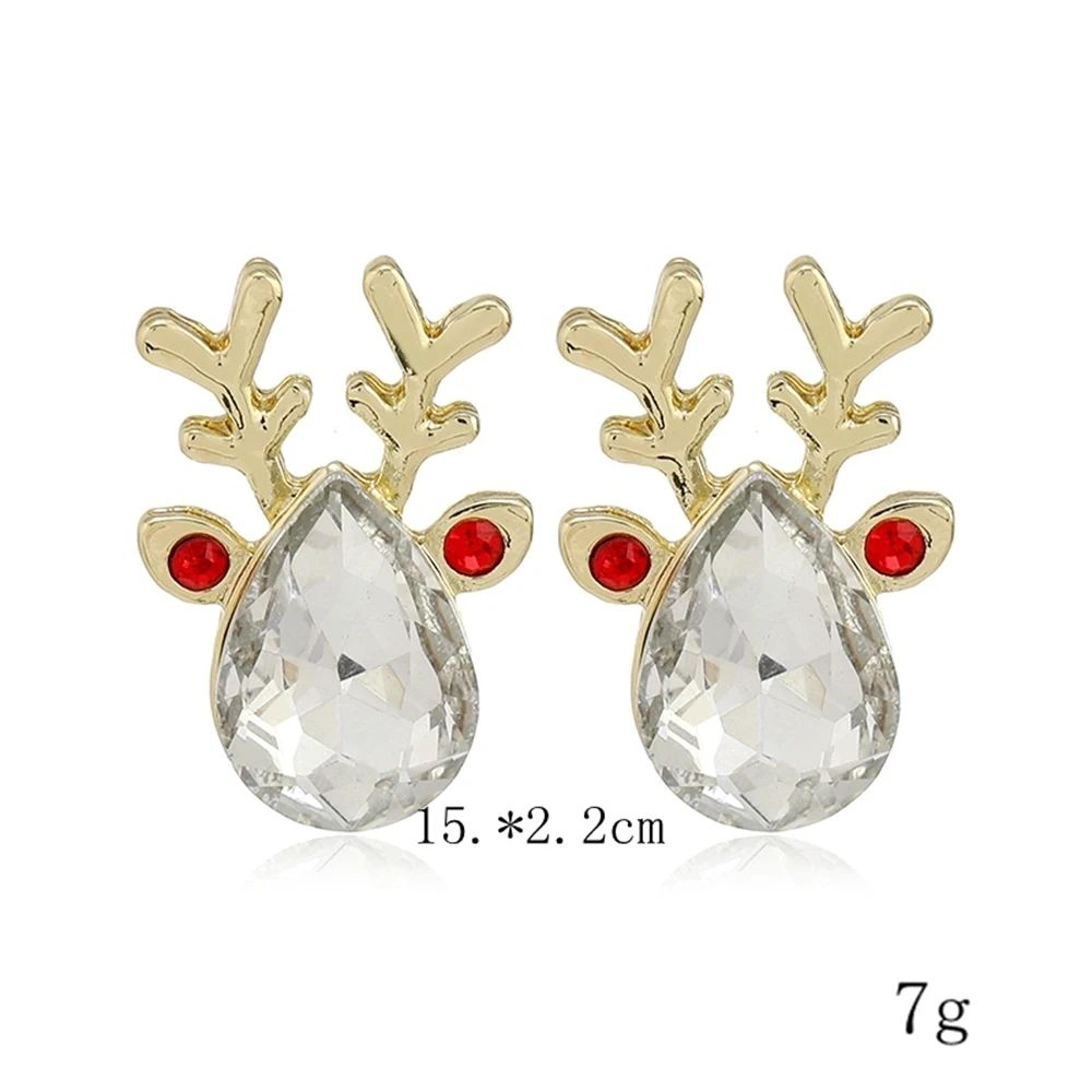 Trendy Christmas Rhinestone Pearl Stud Earrings 6