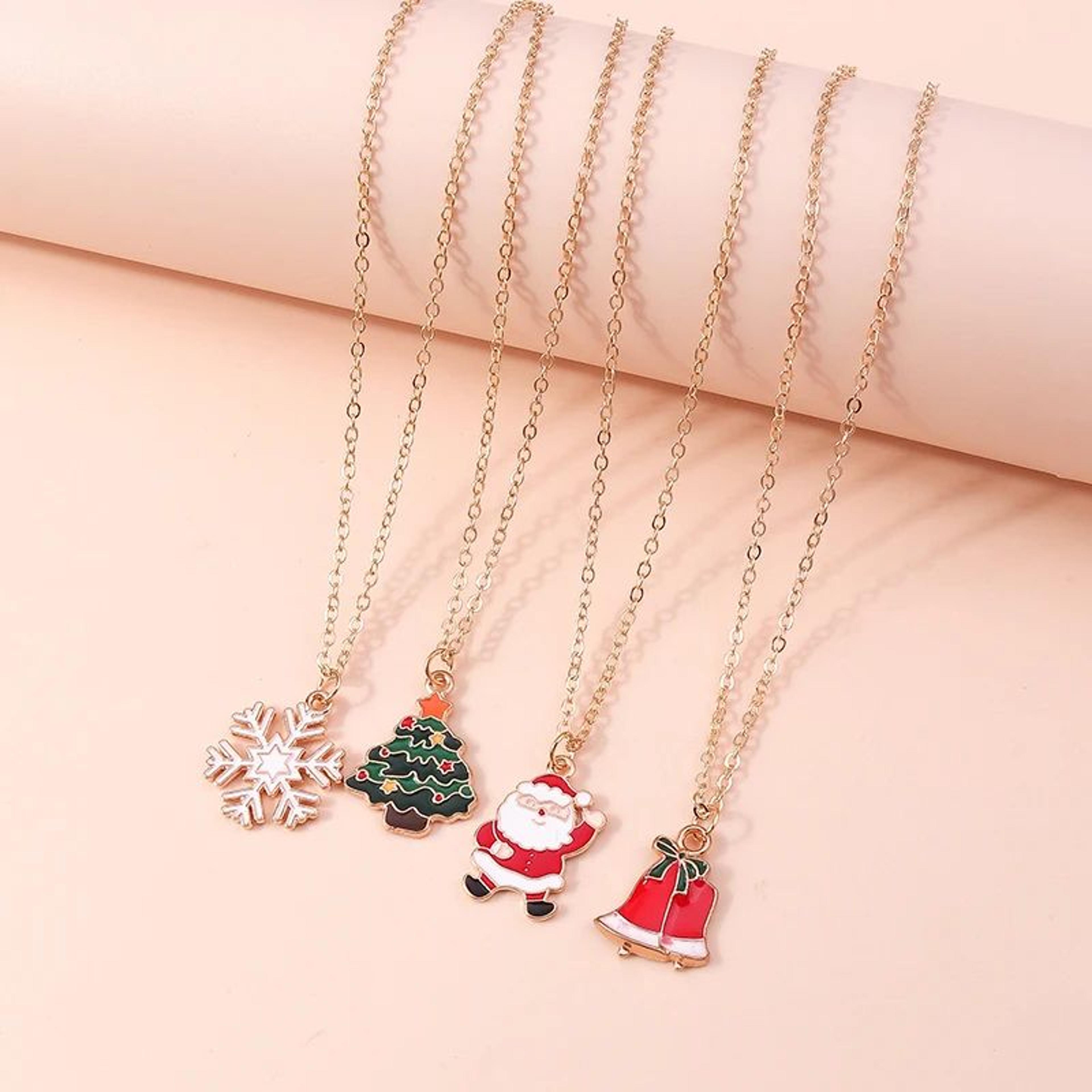 cute christmas enamel pendant necklace for women