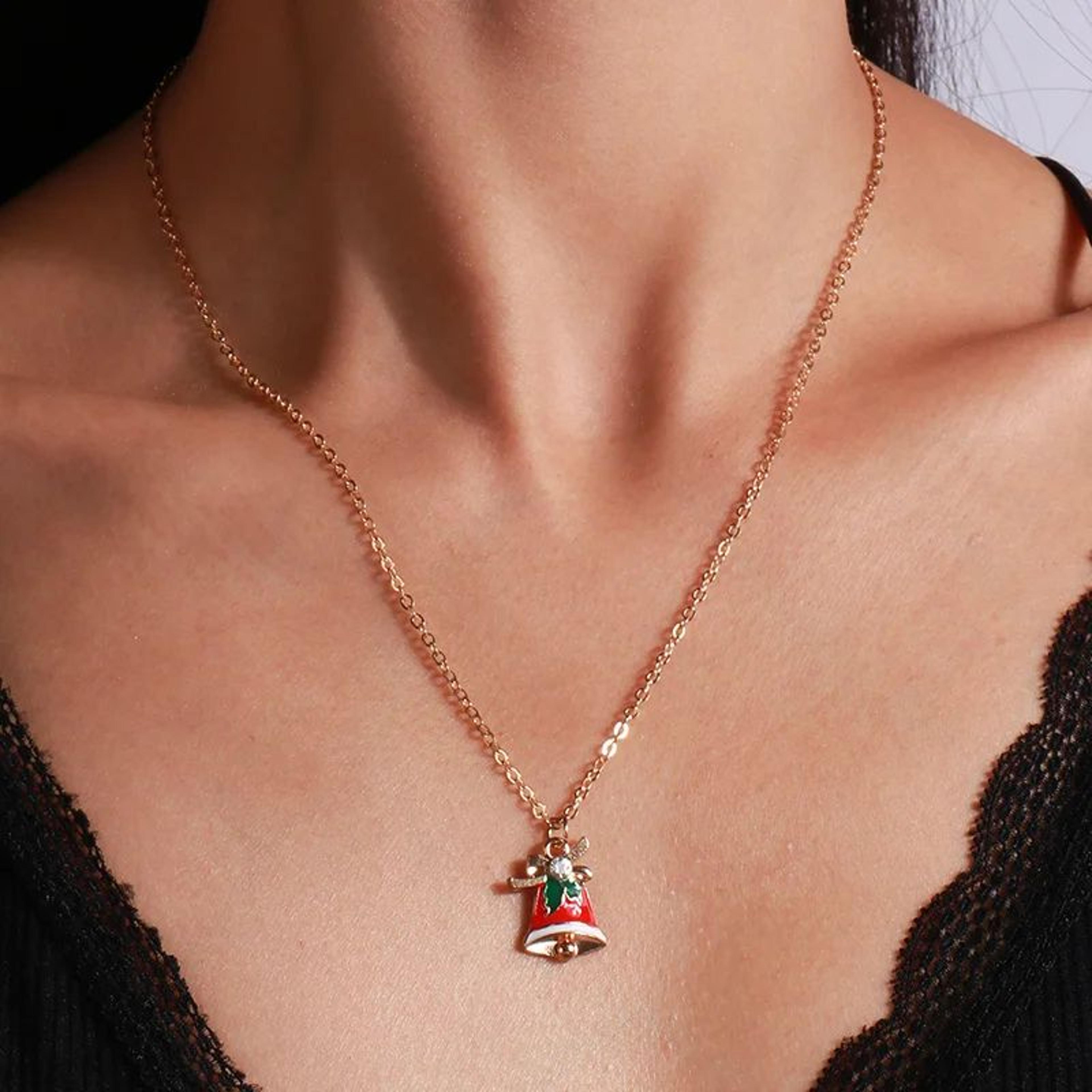 Cute Christmas Enamel Pendant Necklace For Women 16