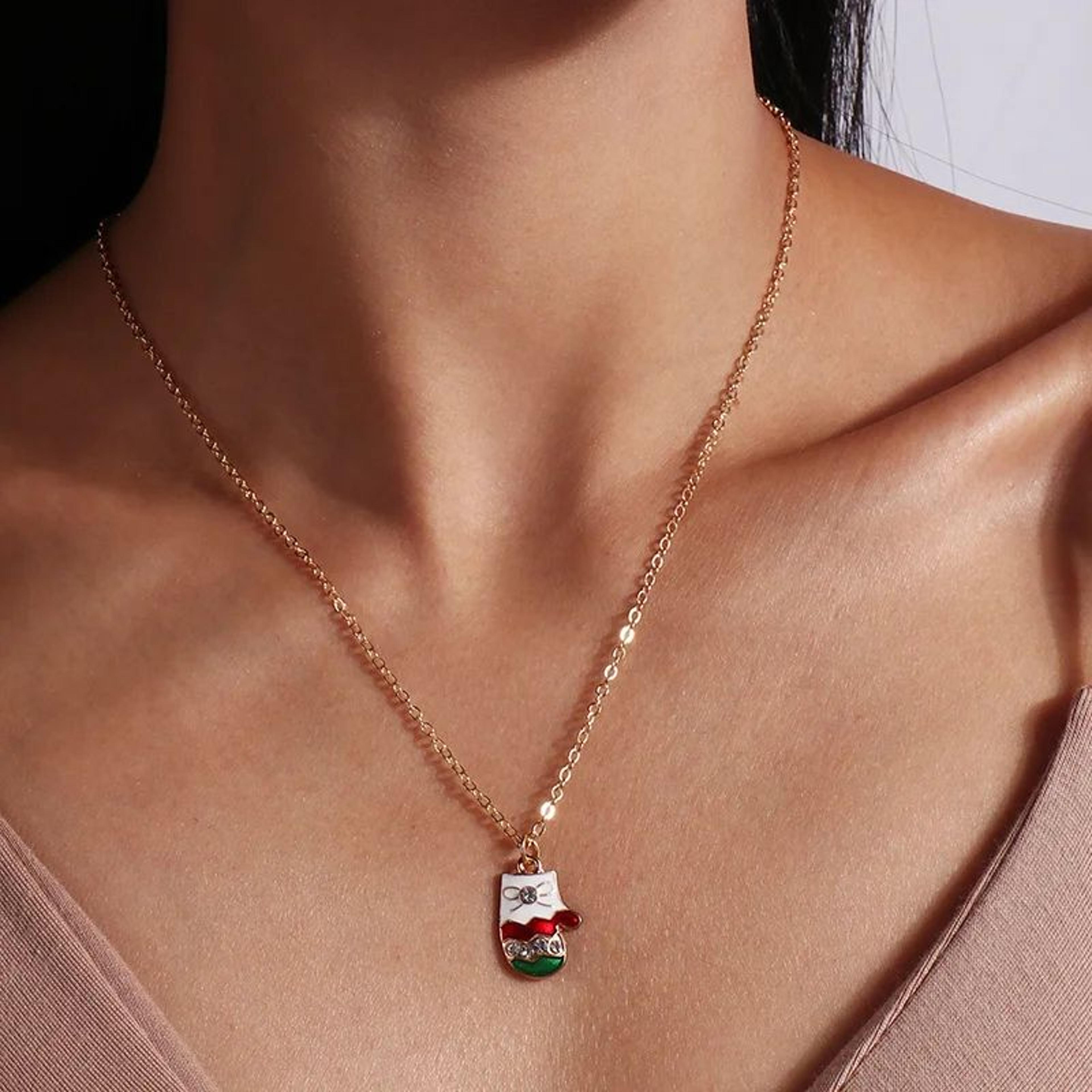 Cute Christmas Enamel Pendant Necklace For Women 21