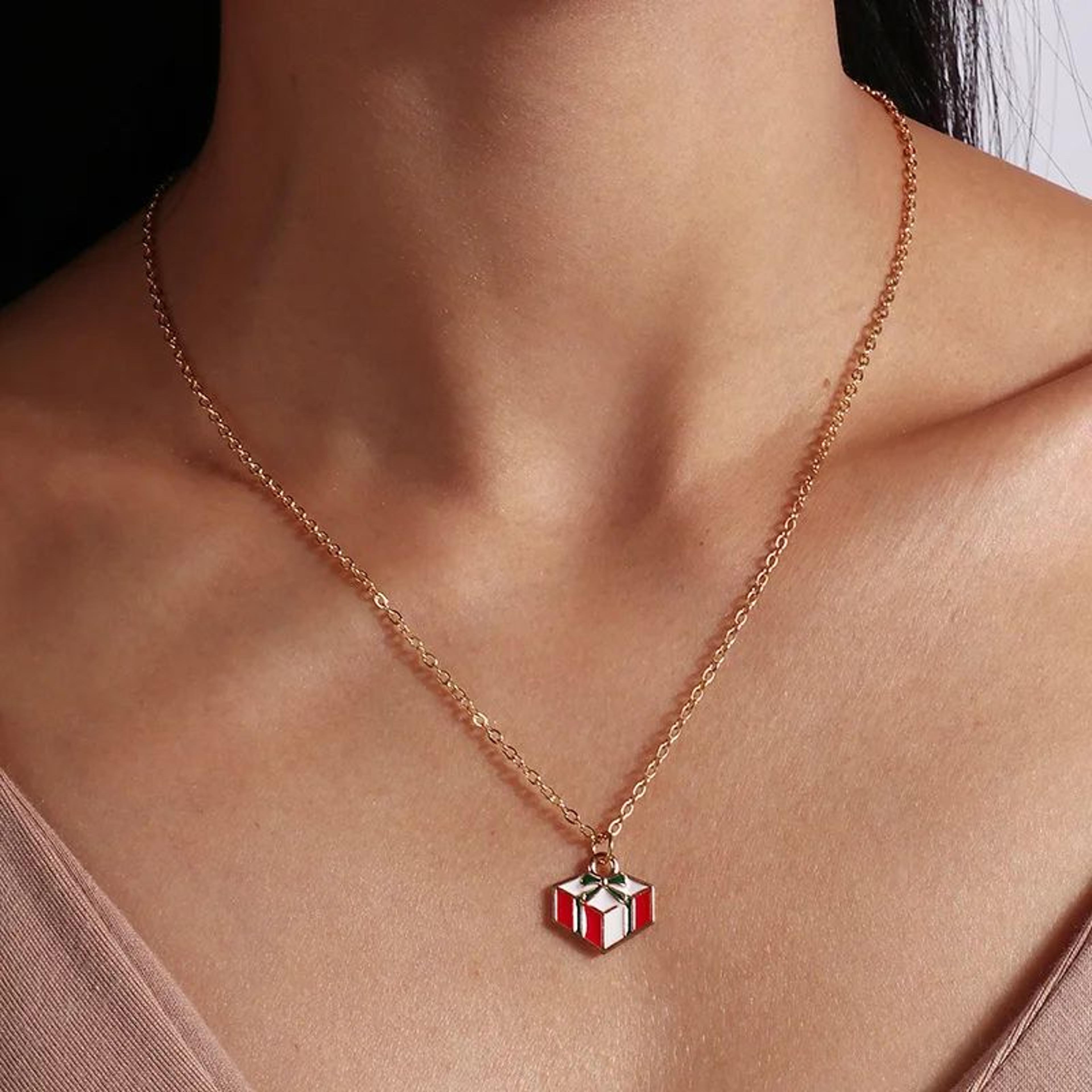 Cute Christmas Enamel Pendant Necklace For Women 22