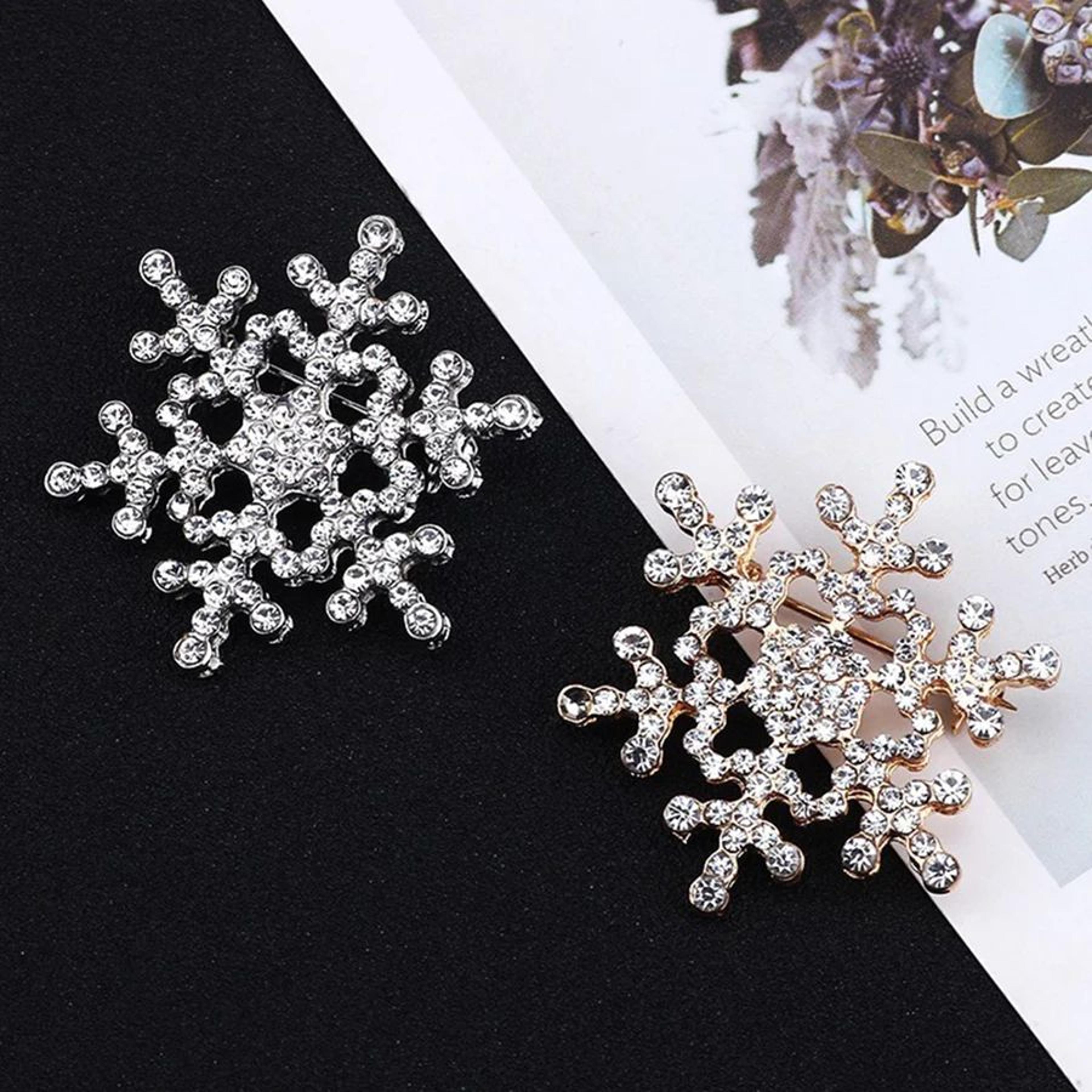 Elegant Rhinestone Snowflake Brooch Pin 1